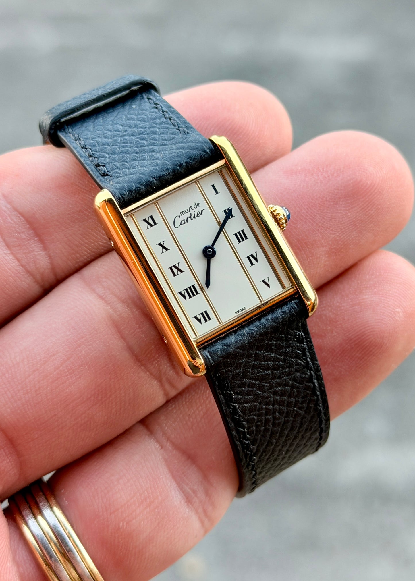 Circa 1990 Cartier Tank Vermeil Quartz - Large - Column Dial