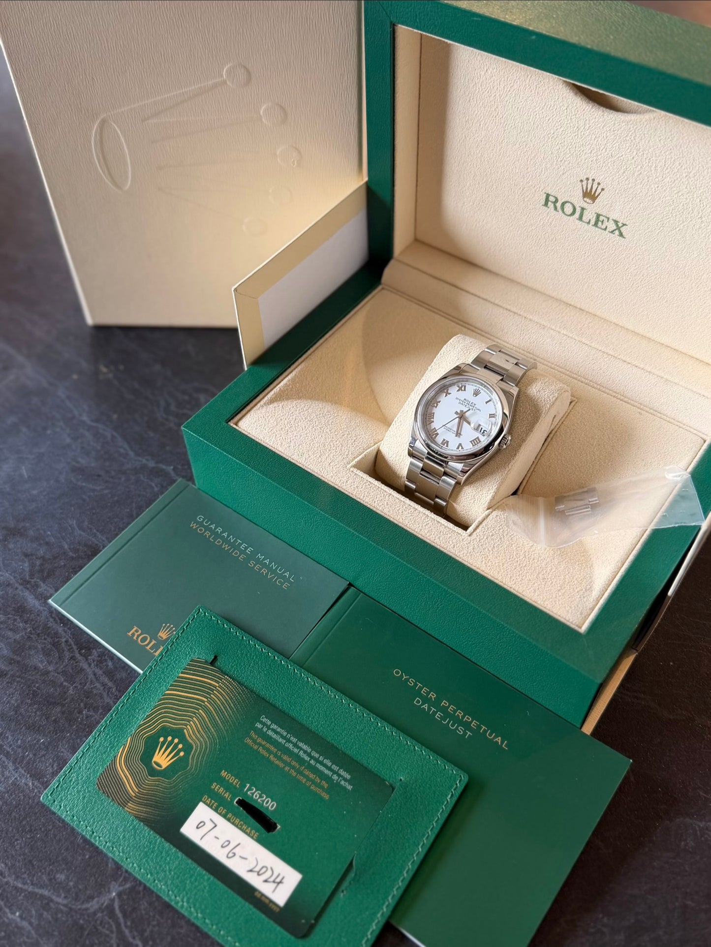 2024 Rolex Datejust 36 | White Roman Dial | Smooth Bezel | Oyster Bracelet