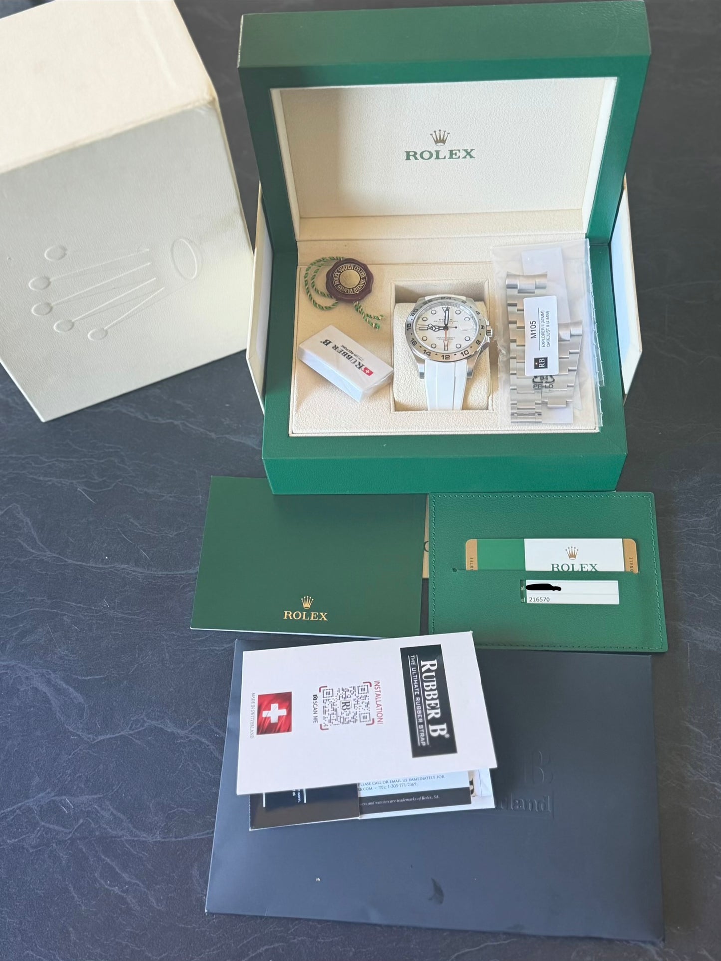 2017 Rolex Explorer Polar II - Full Set + White Rubber B