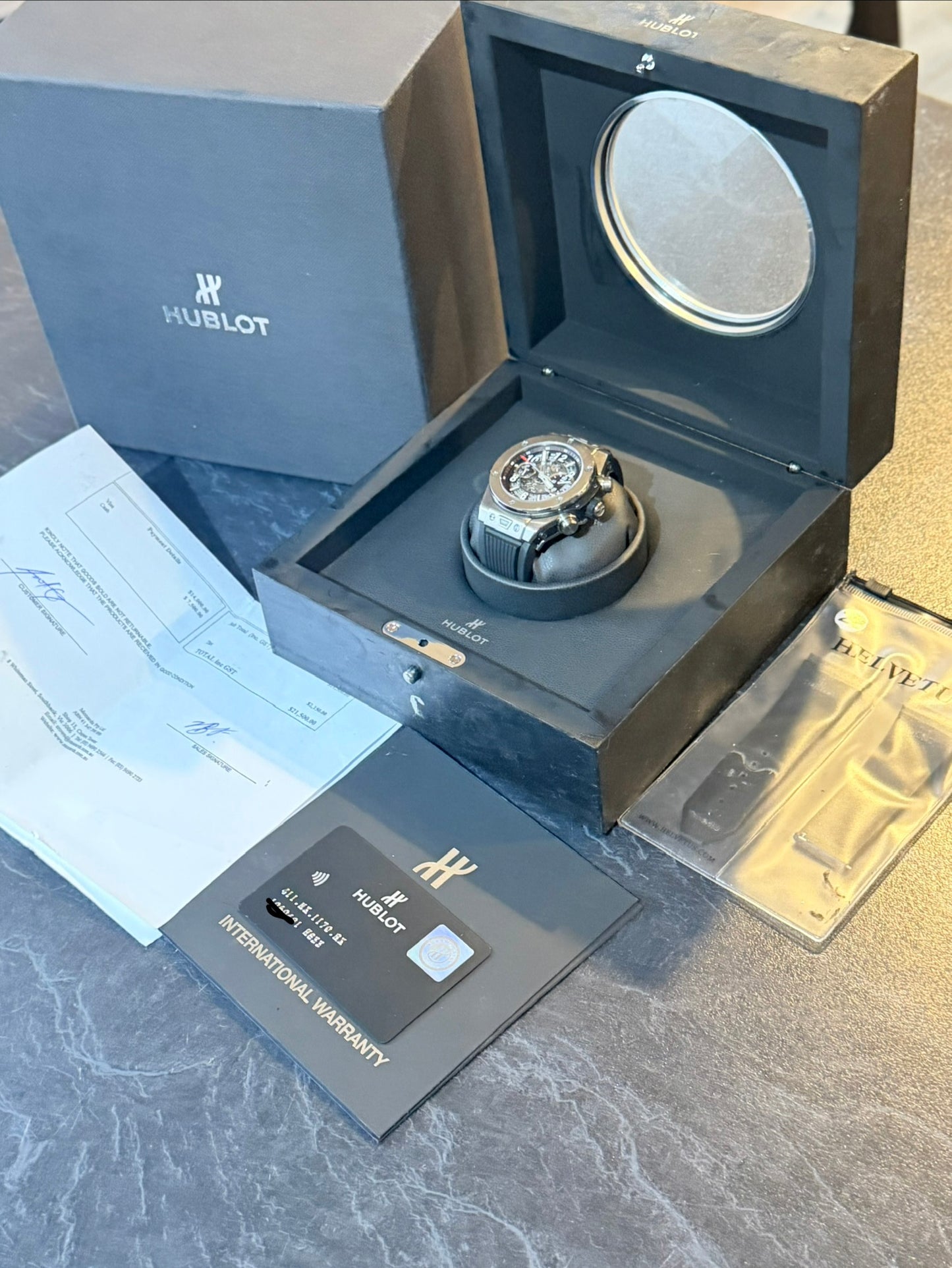2016 Hublot Big Bang Unico Skeleton Titanium - Flyback Chronograph Full Set