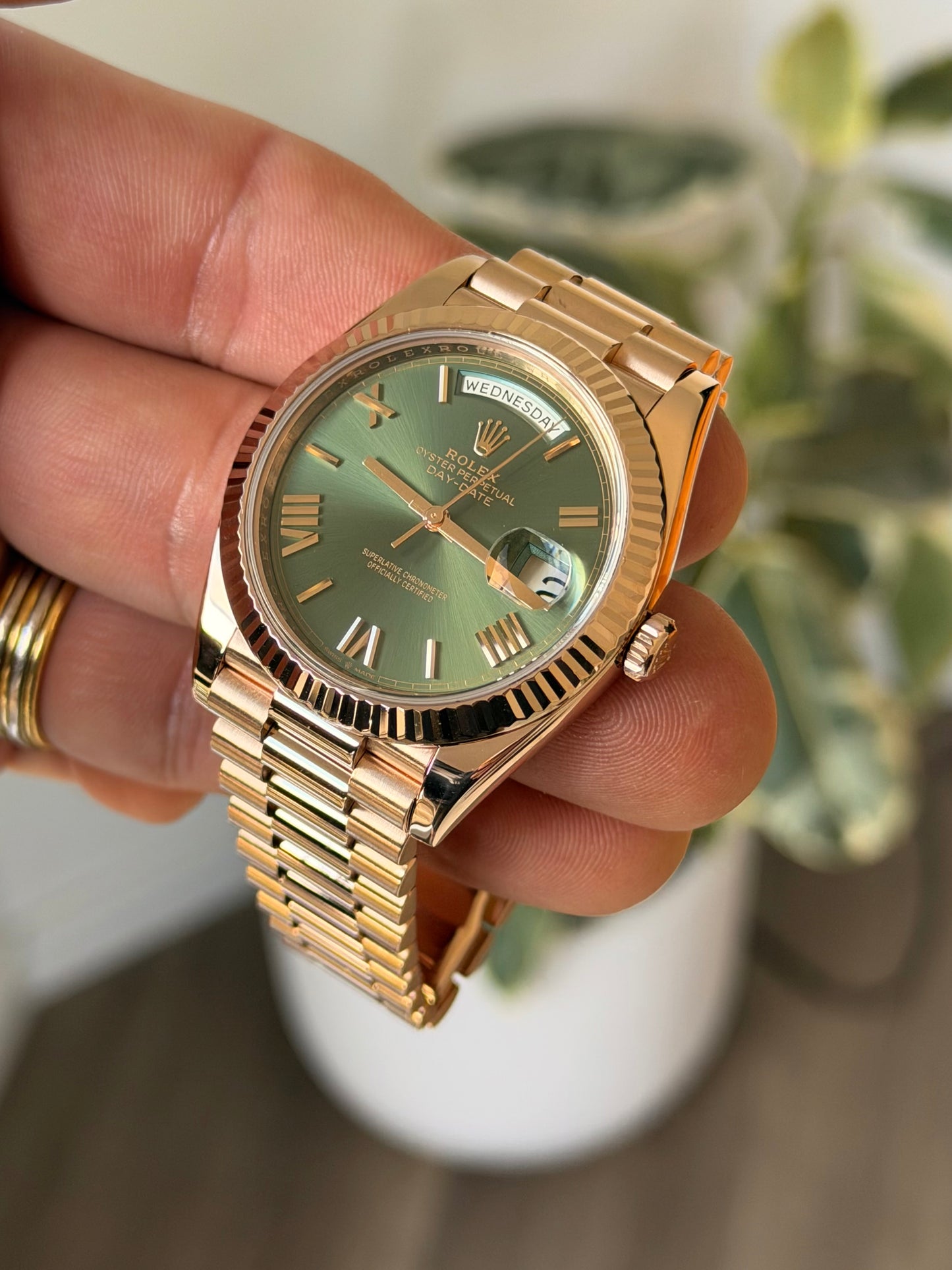2020 Rolex Day-Date 40 | 228235 | Olive Green | Everose Gold | Full Set