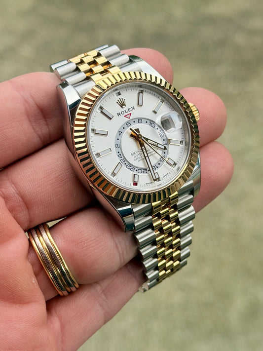 2022 Rolex Sky-Dweller | Two-Tone | White Dial | Jubilee | Full Set | Protective Stickers