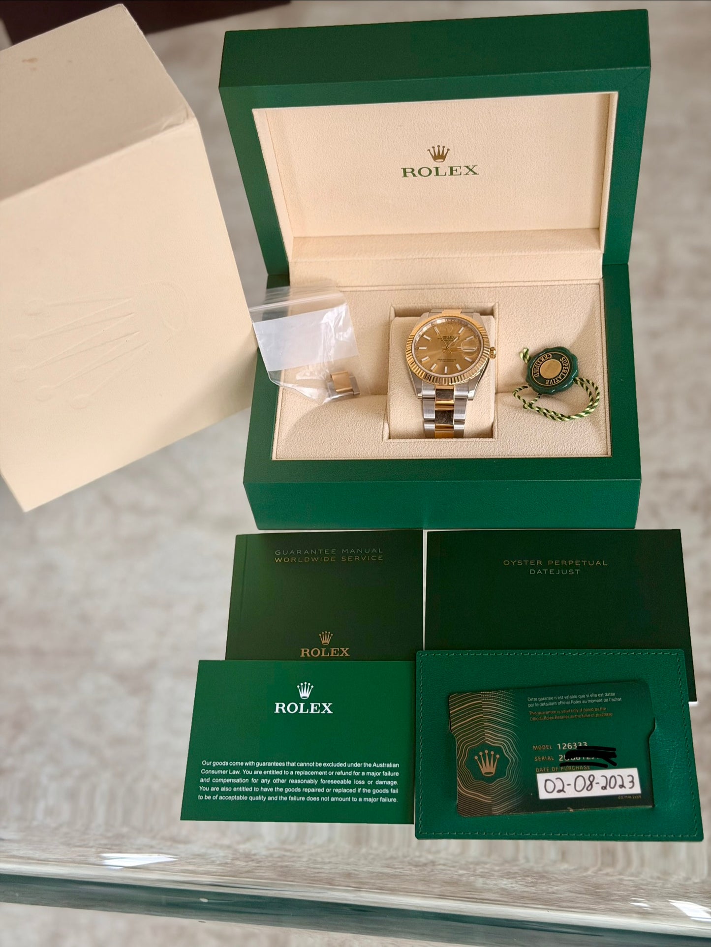 2023 Rolex DJ41 - 126333 Champagne stick - Full Set Local Stock