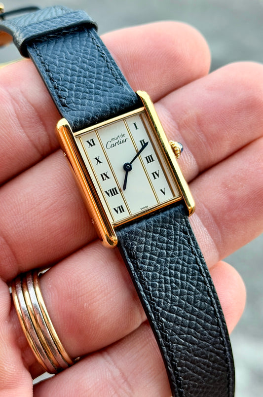 Circa 1990 Cartier Tank Vermeil Quartz - Large - Column Dial