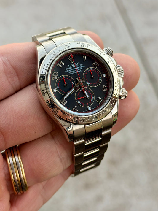 2009 Rolex Daytona | 116509 | White Gold | Black Racing Dial | Full Set