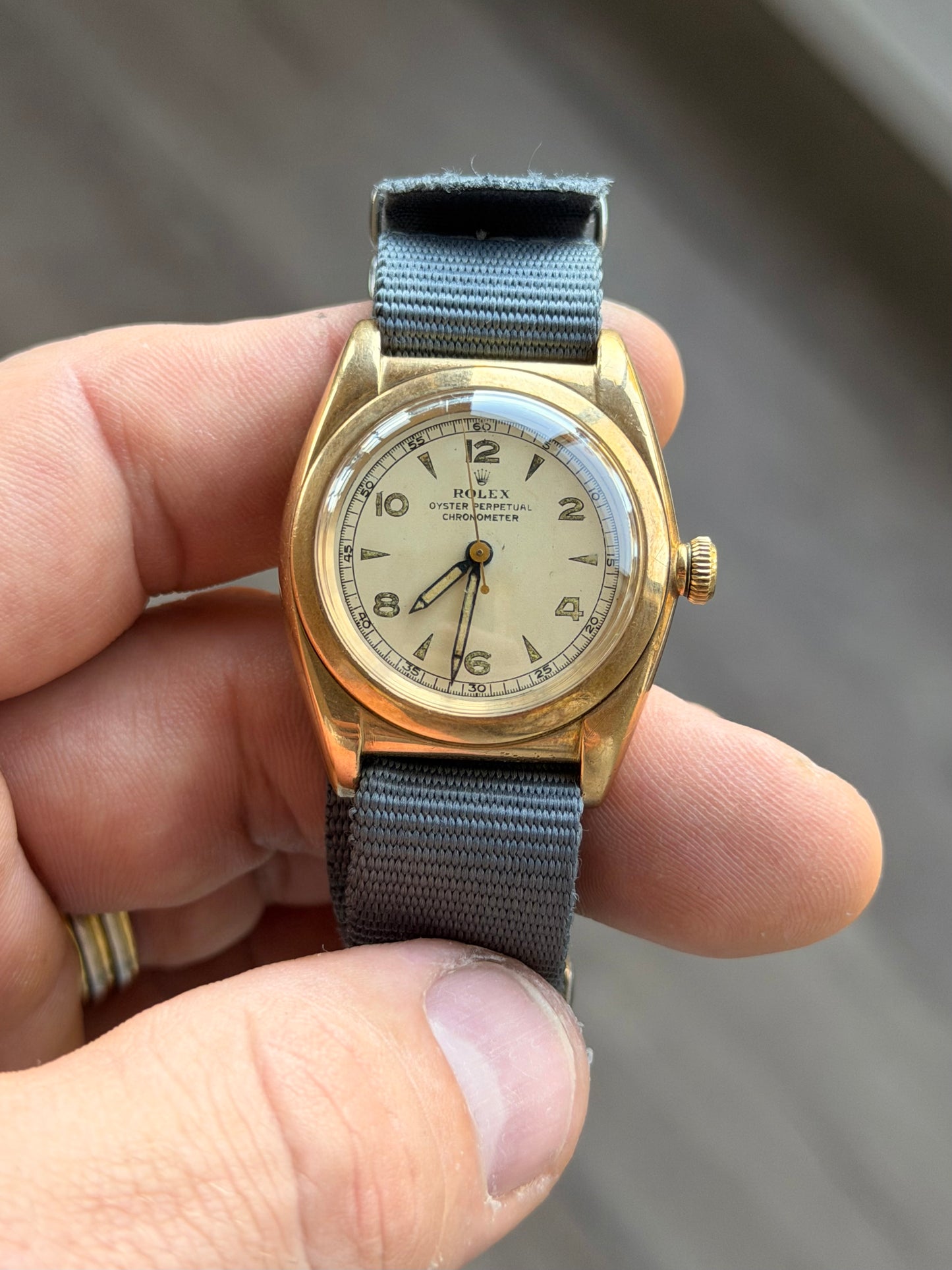 Rolex “Bubbleback” 3131 Arabic Dagger Dial | 14K Gold