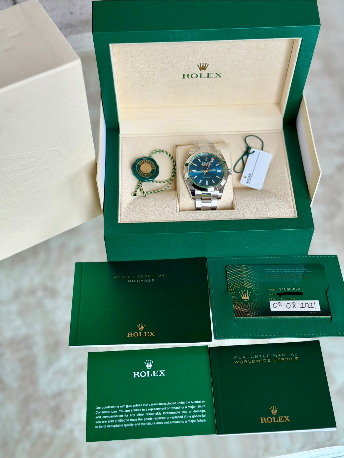 2021 Rolex Milgauss | Z-Blue 116400GV | Full set | local stock