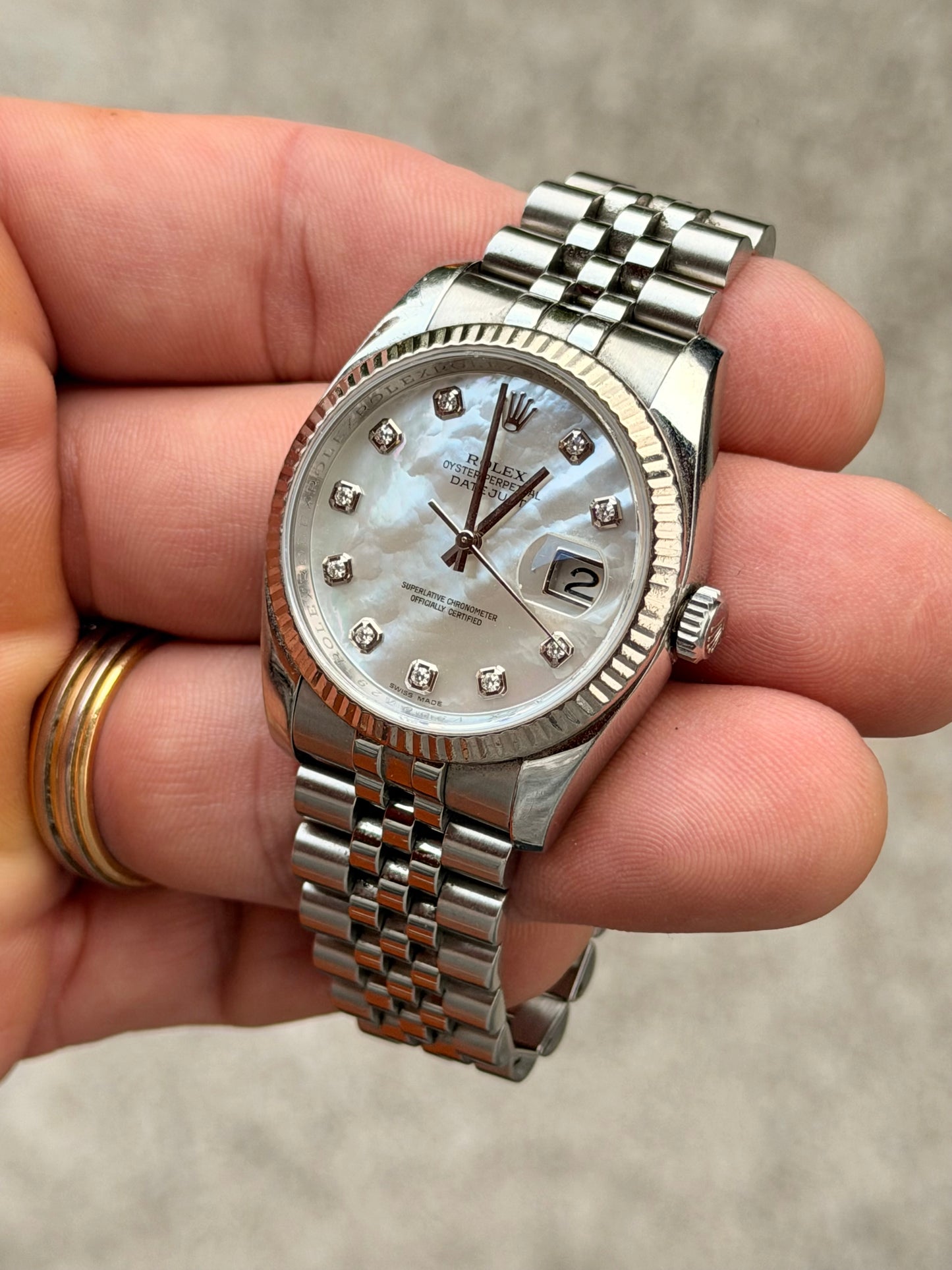 2010 Rolex Datejust 36 Factory Diamond MOP 116234