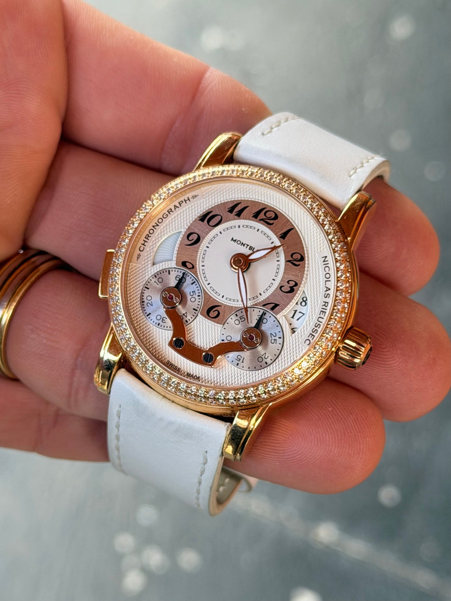 Montblanc Nicolas Rieussec Chronograph | 18k Rose Gold | Diamond Bezel