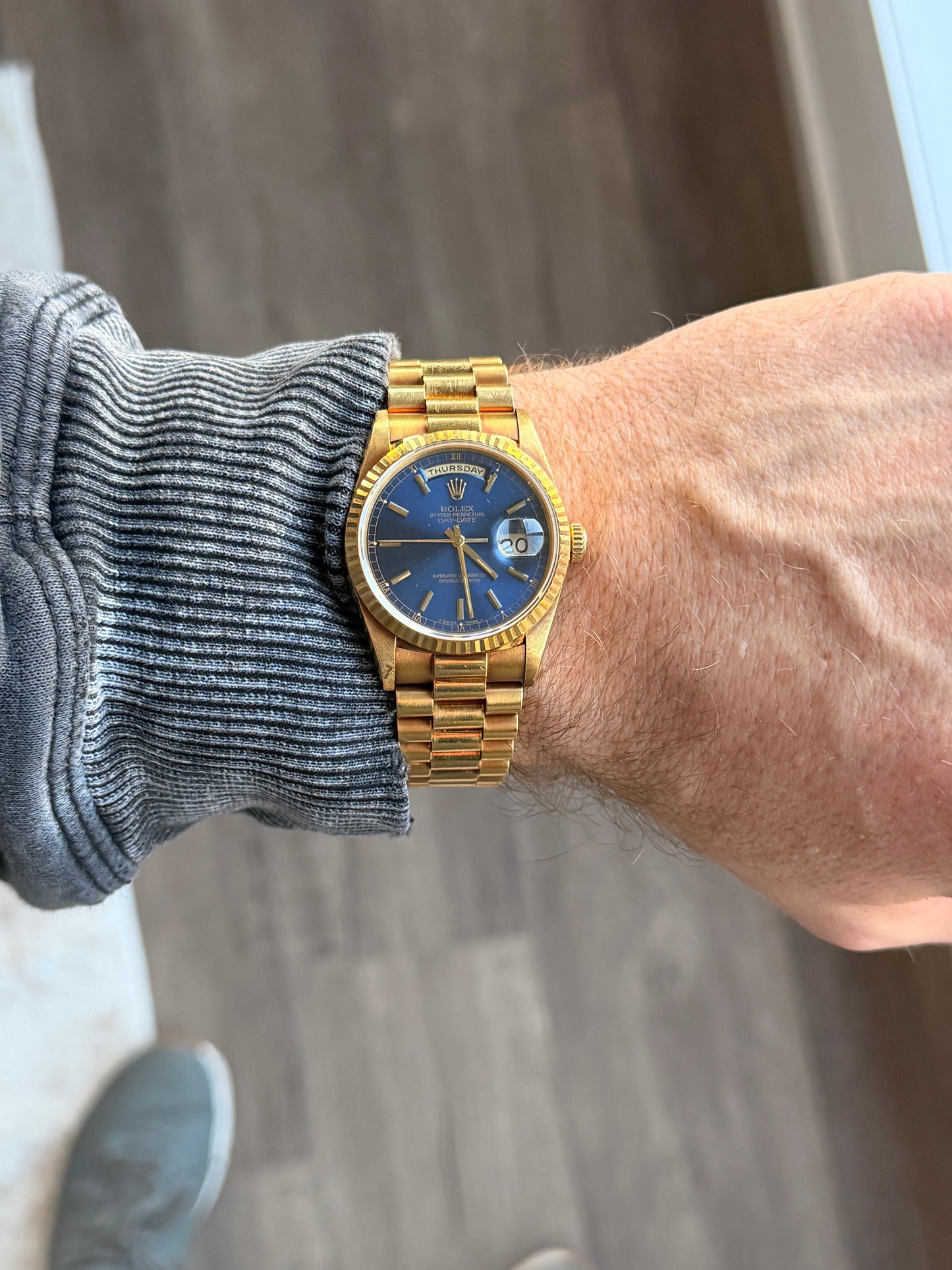 1995 Rolex Day-Date 36 | 18238 | Blue Stick Dial | W-Serial | French Delivery