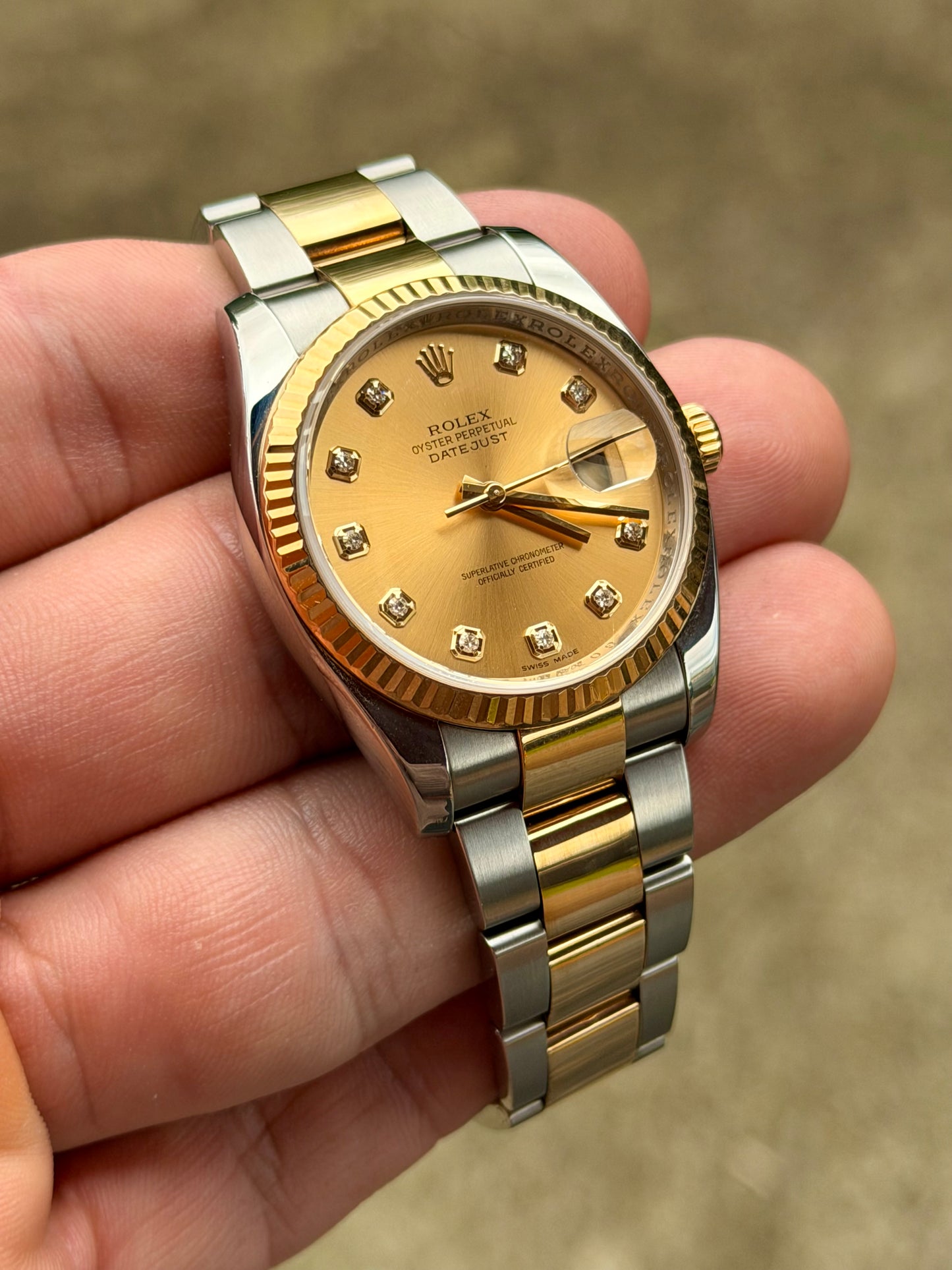 Rolex Datejust 36 | 116233 | Champagne Diamond | Oyster Bracelet