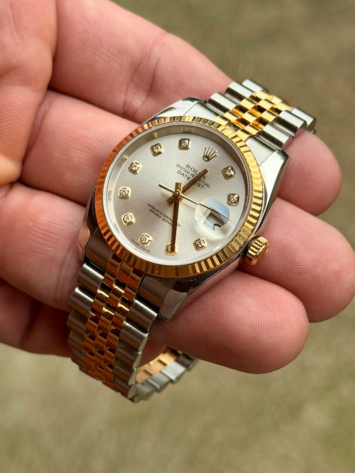 Rolex Datejust 36 | 116233 | Silver Diamond | Super Jubilee | Full Set