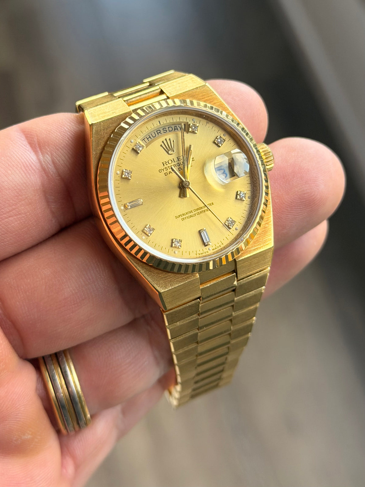 1976 Rolex Day-Date Oysterquartz 19018 | 18K Yellow Gold | Champagne Diamond Dial