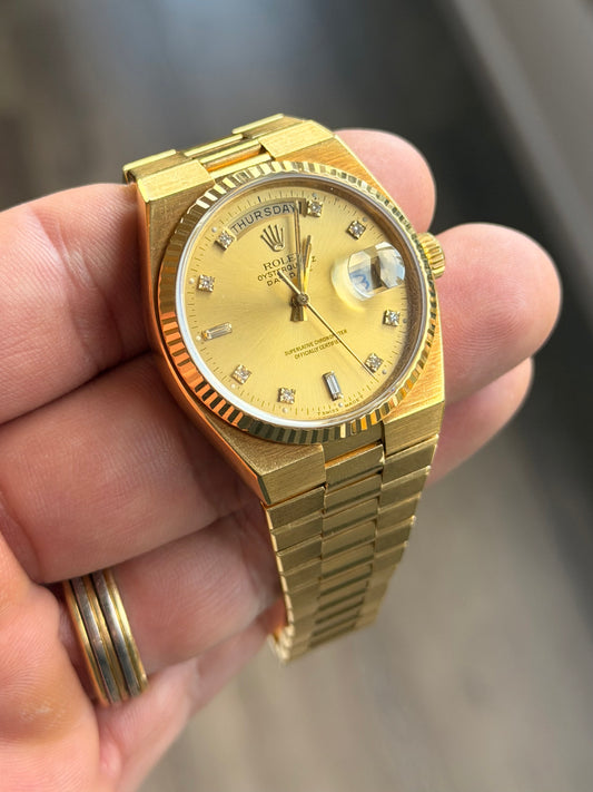 1976 Rolex Day-Date Oysterquartz 19018 | 18K Yellow Gold | Champagne Diamond Dial