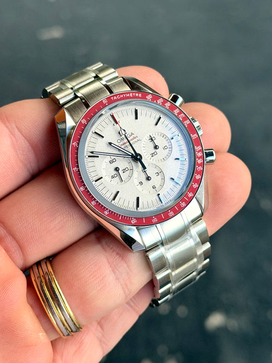 2021 Omega Speedmaster Tokyo “Rising Sun” | White Dial Red Bezel | Full Set