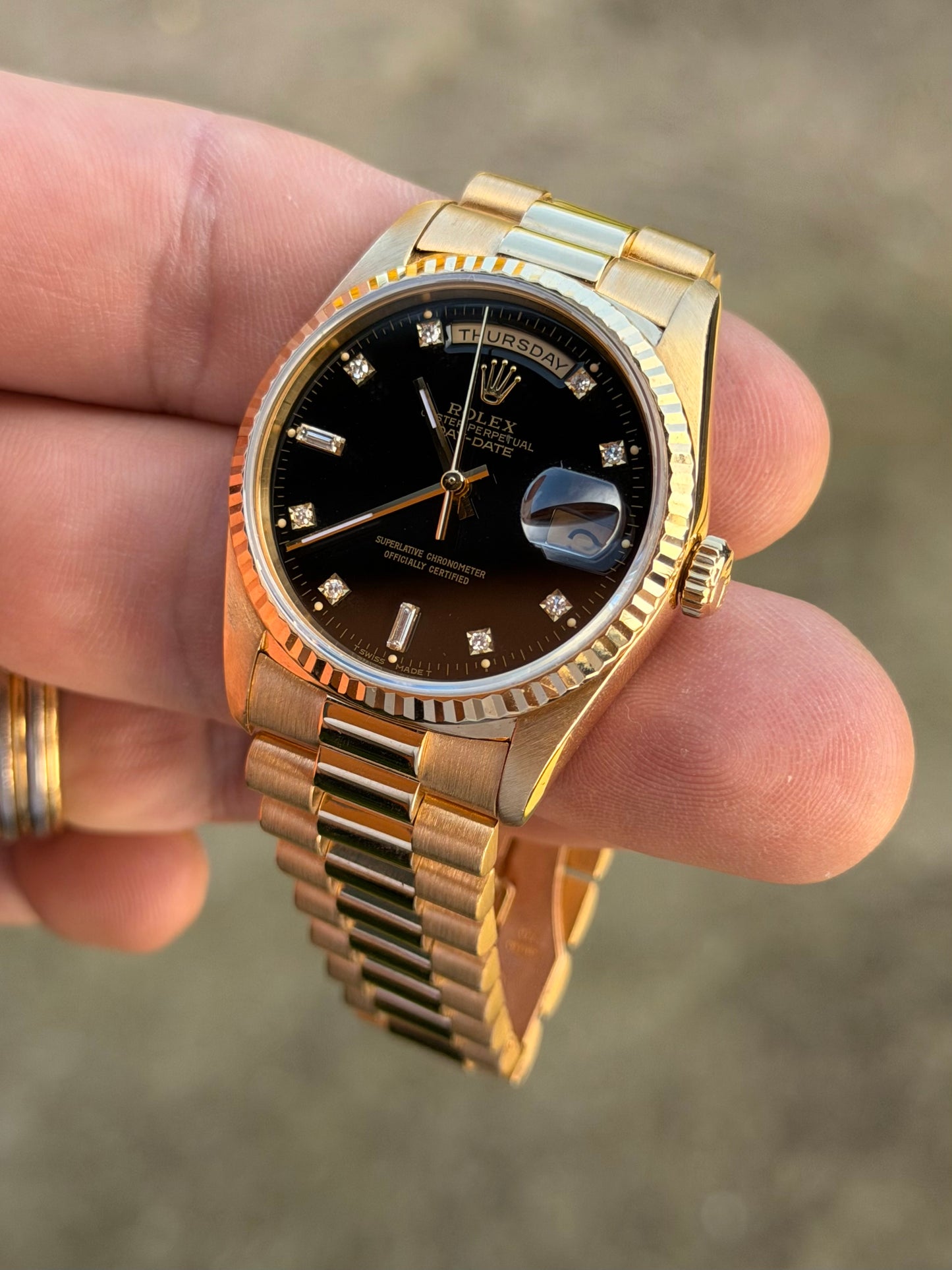 1996 Rolex Day-Date 36 | 18238 | Black Diamond Dial | Double Quickset