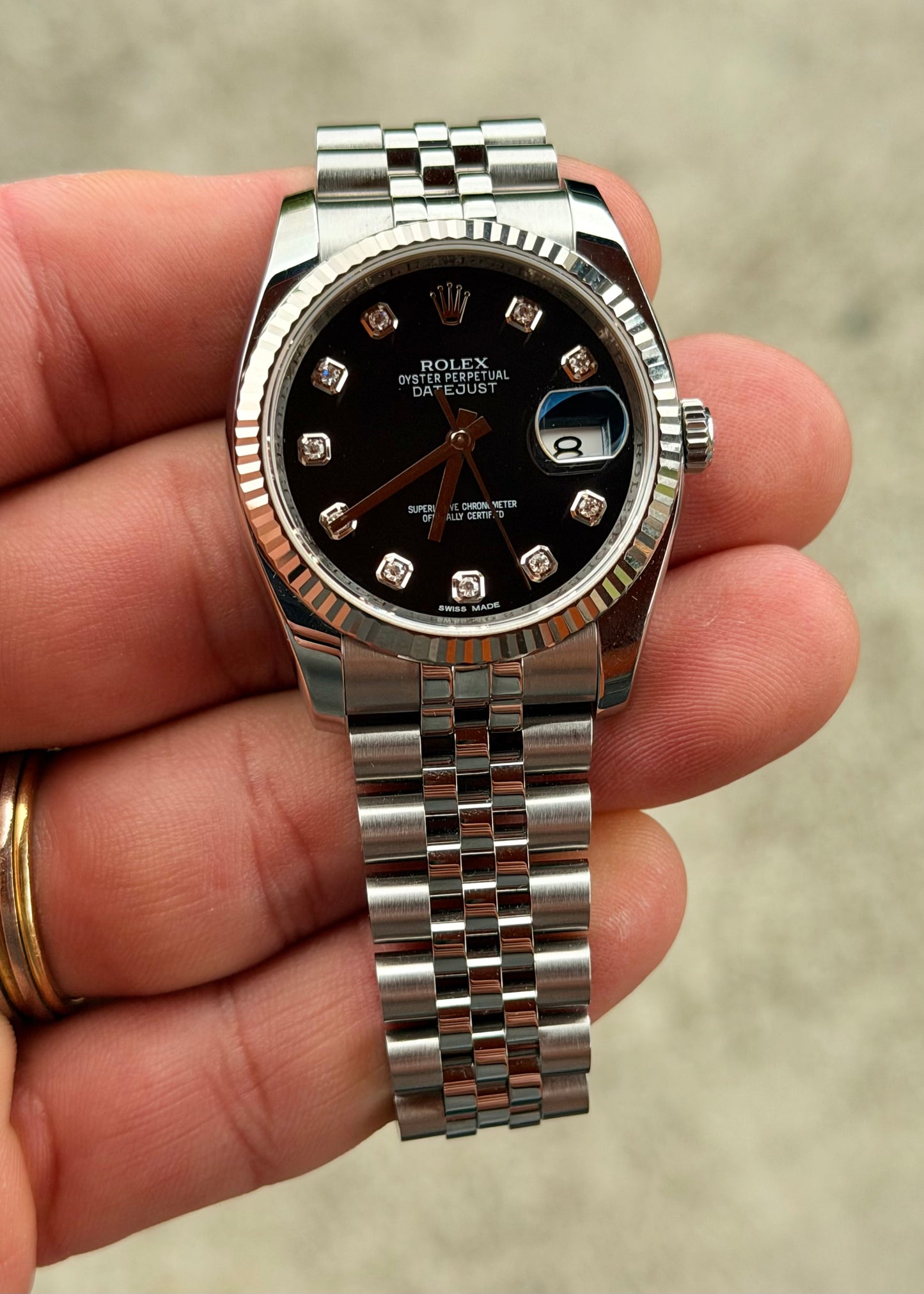 2012 Rolex Datejust 36 | 116234 | Factory diamond + Hidden Clasp | Full Set