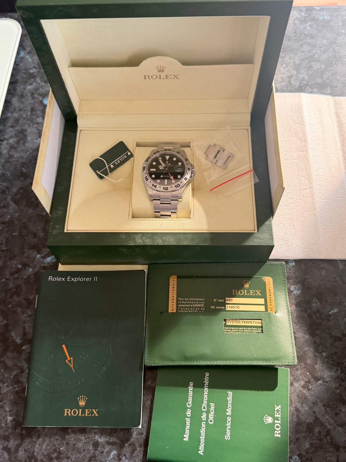 2012 Rolex Explorer II | Black Dial | Full Set | 216570