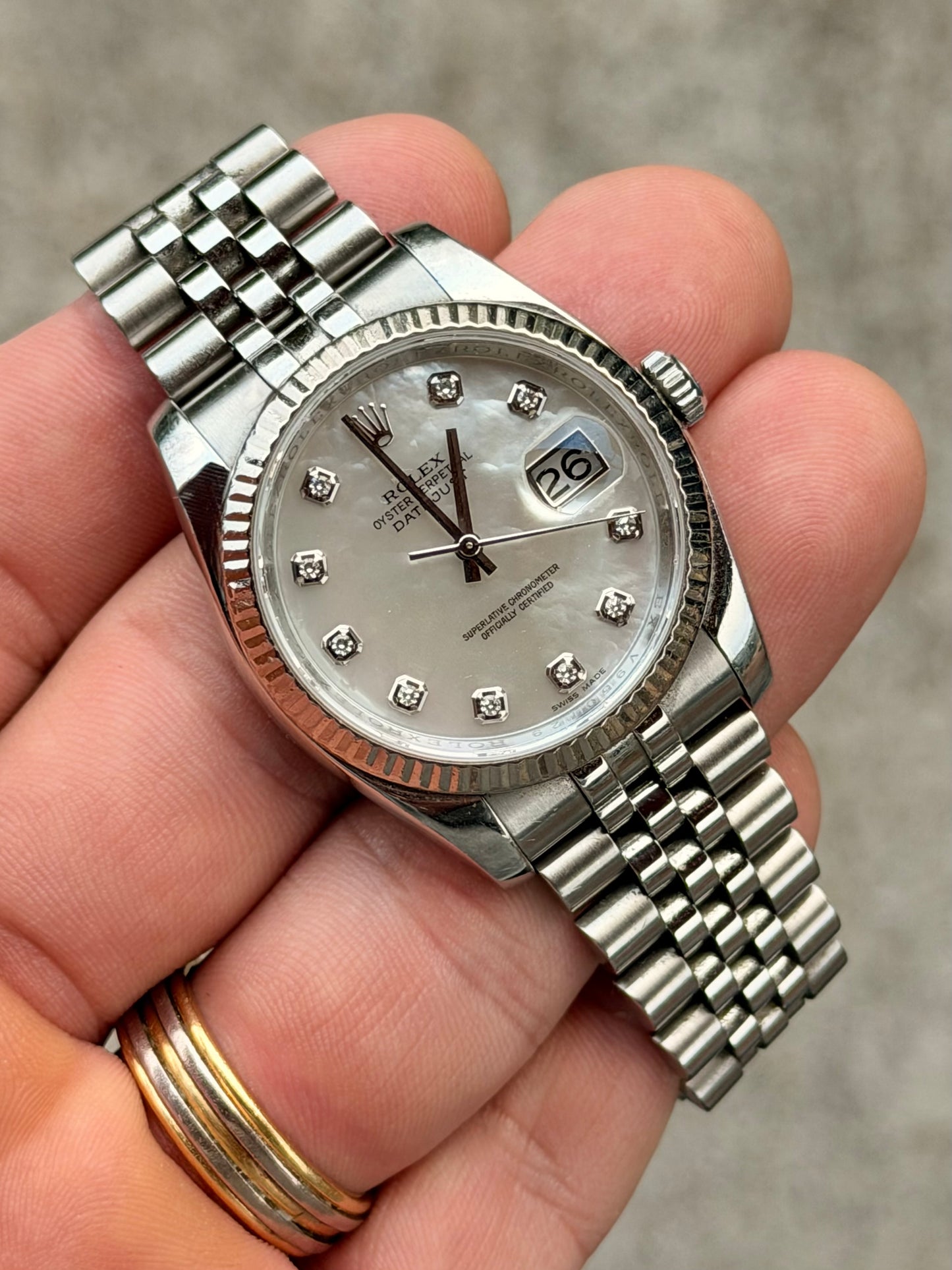 2010 Rolex Datejust 36 Factory Diamond MOP 116234