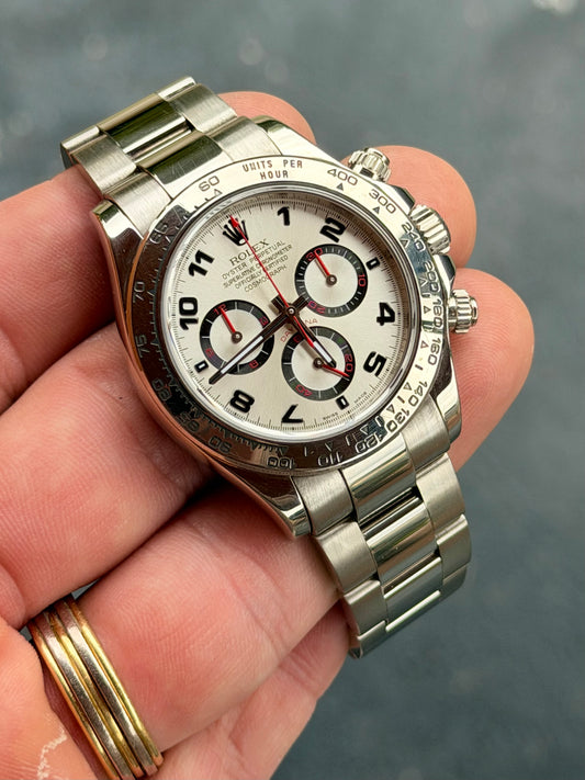2009 Rolex Cosmograph Daytona 116509 | Solid 18k White Gold | Silver Panda Racing Dial | Watch + Box