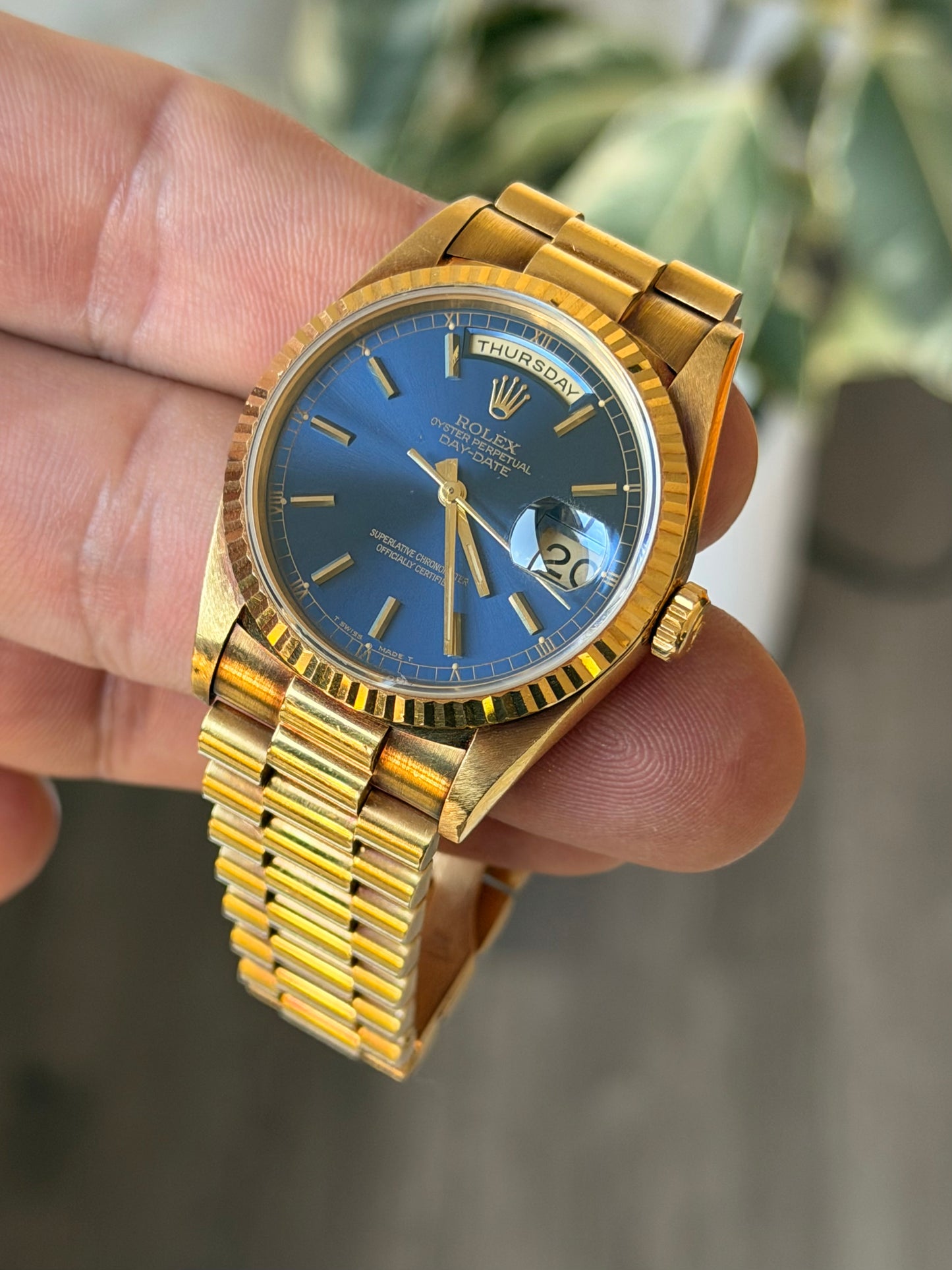 1995 Rolex Day-Date 36 | 18238 | Blue Stick Dial | W-Serial | French Delivery