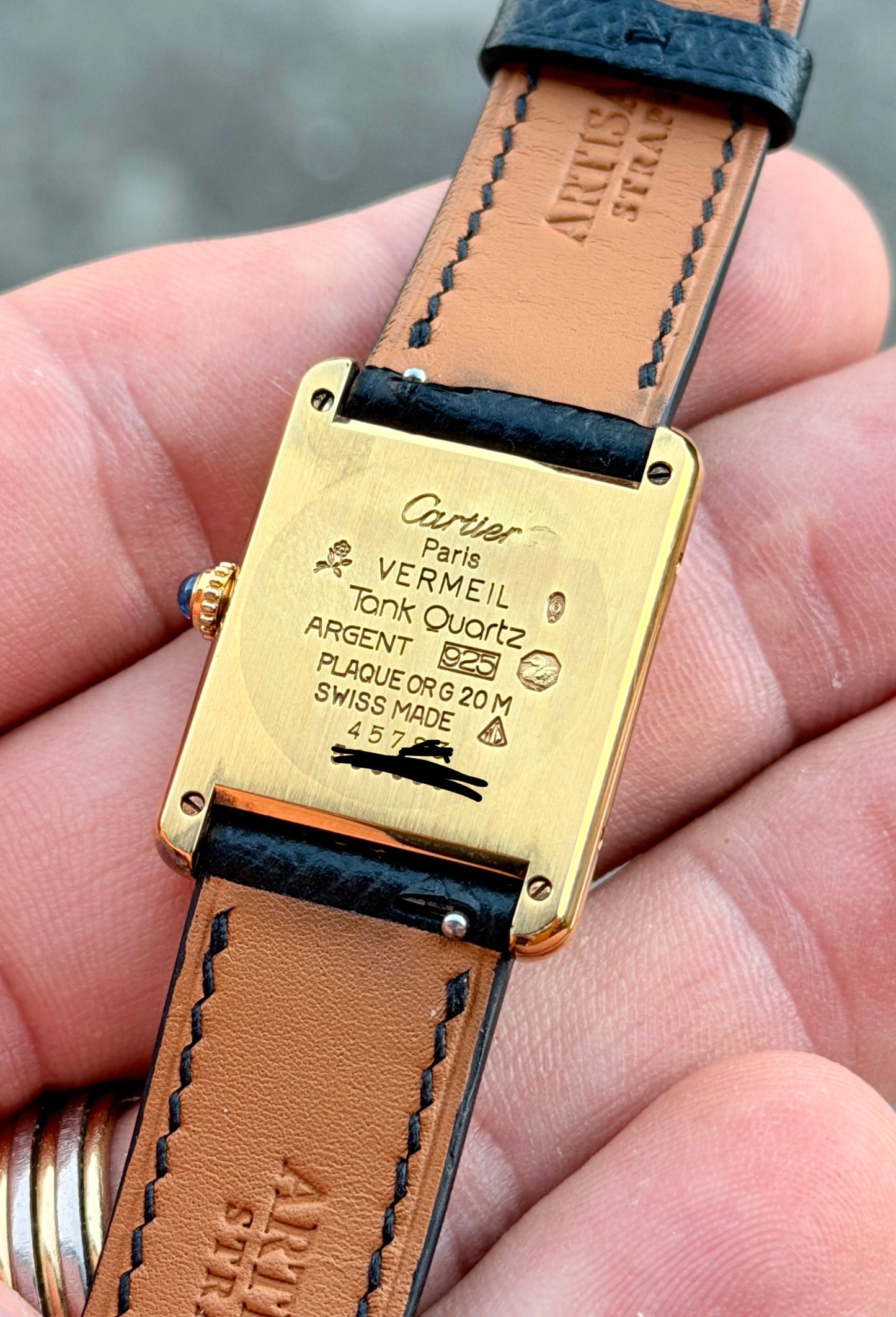 Circa 1990 Cartier Tank Vermeil Quartz - Large - Column Dial