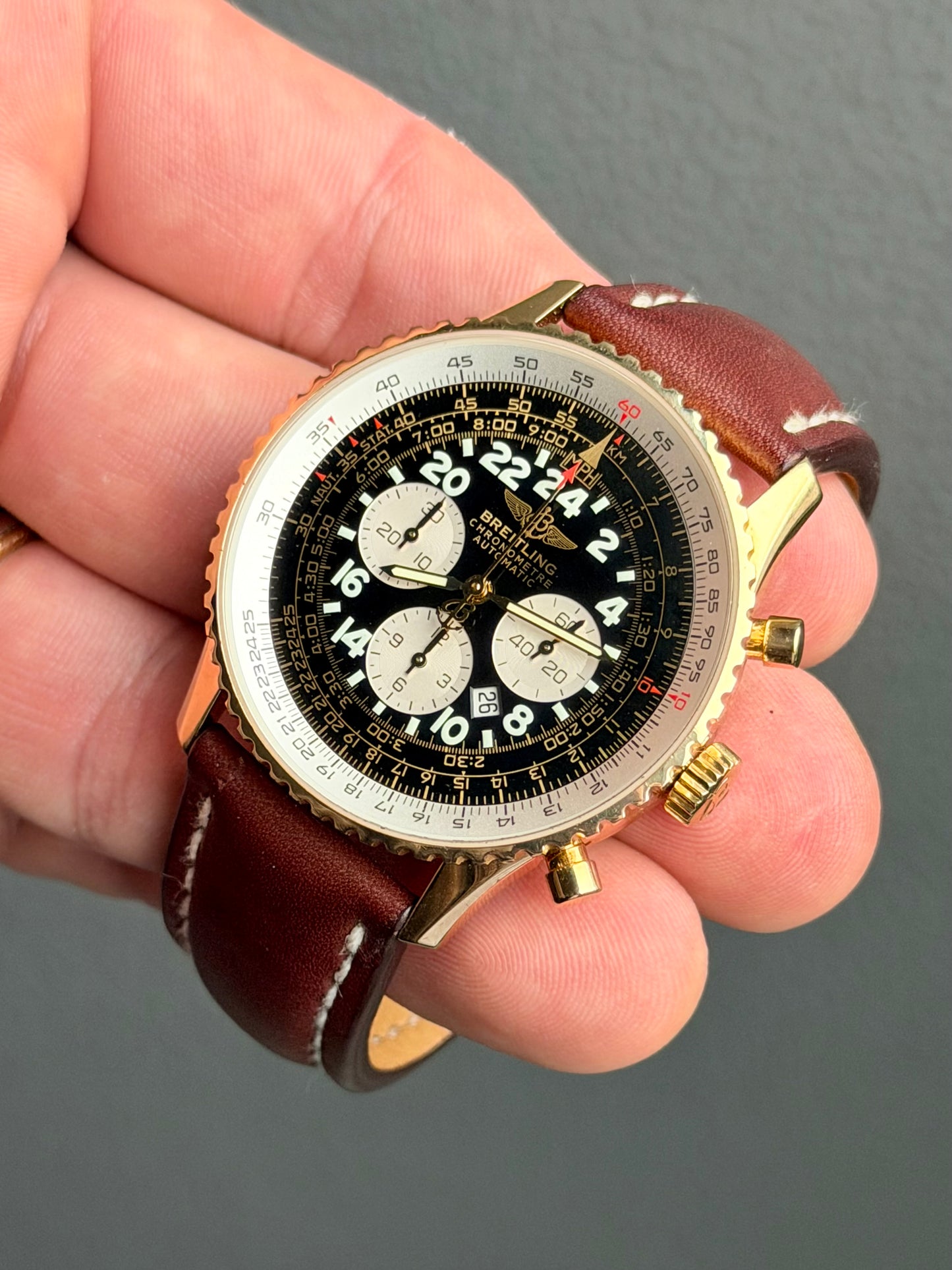 Circa 2007 Breitling Navitimer Cosmonaute | K22322 | 18k Gold | Fresh Service