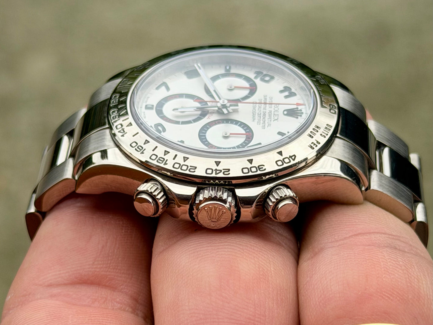 2009 Rolex Cosmograph Daytona 116509 | Solid 18k White Gold | Silver Panda Racing Dial | Watch + Box