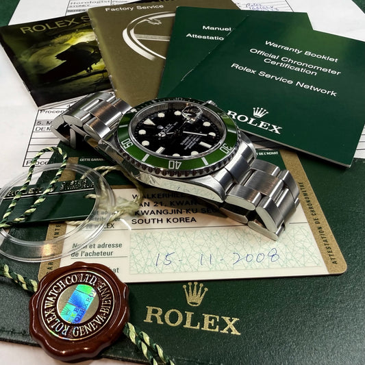Rolex Submariner Date 16610LV “Kermit” | 2008 M Serial | Complete Collector’s Set