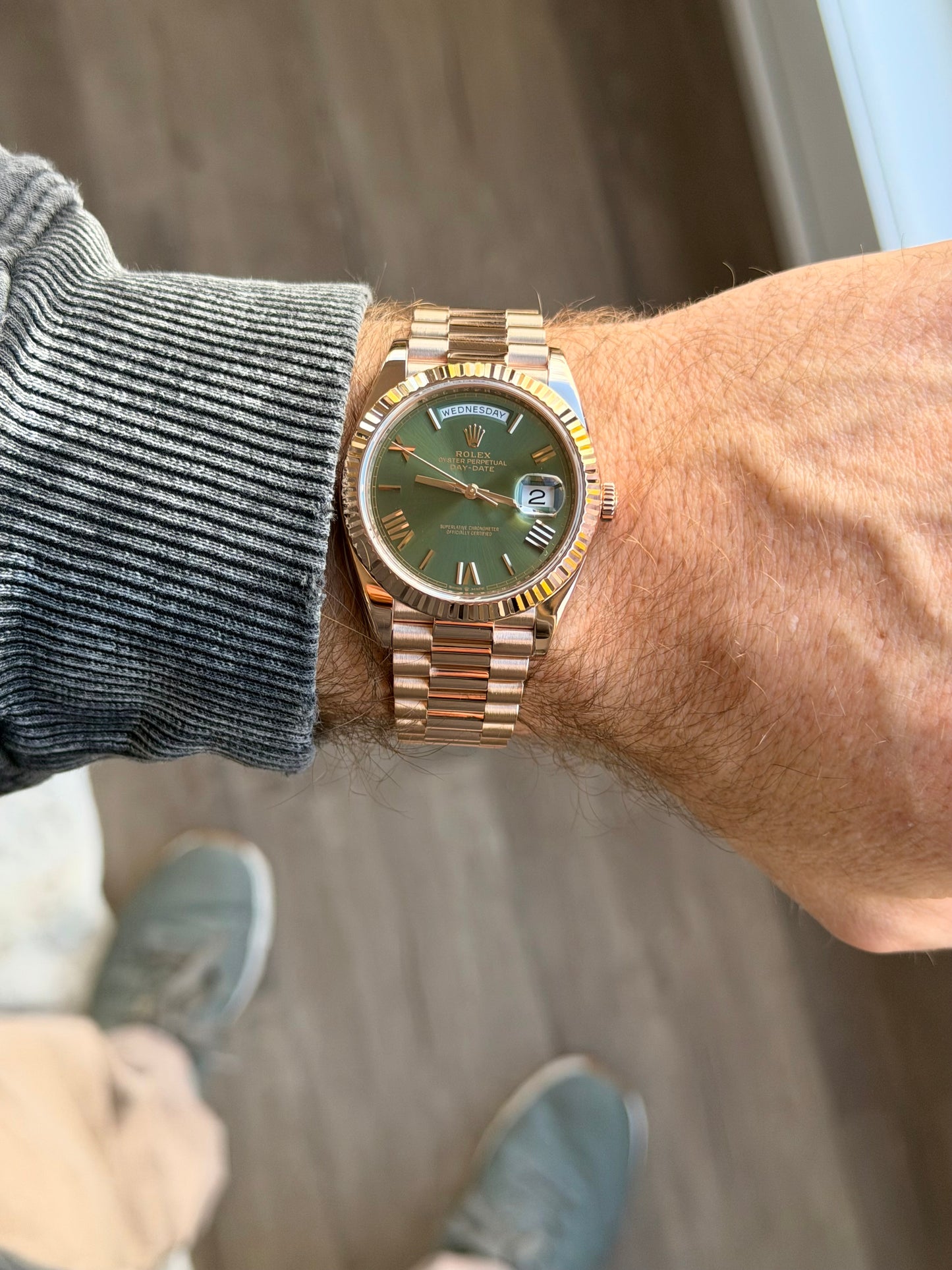 2020 Rolex Day-Date 40 | 228235 | Olive Green | Everose Gold | Full Set