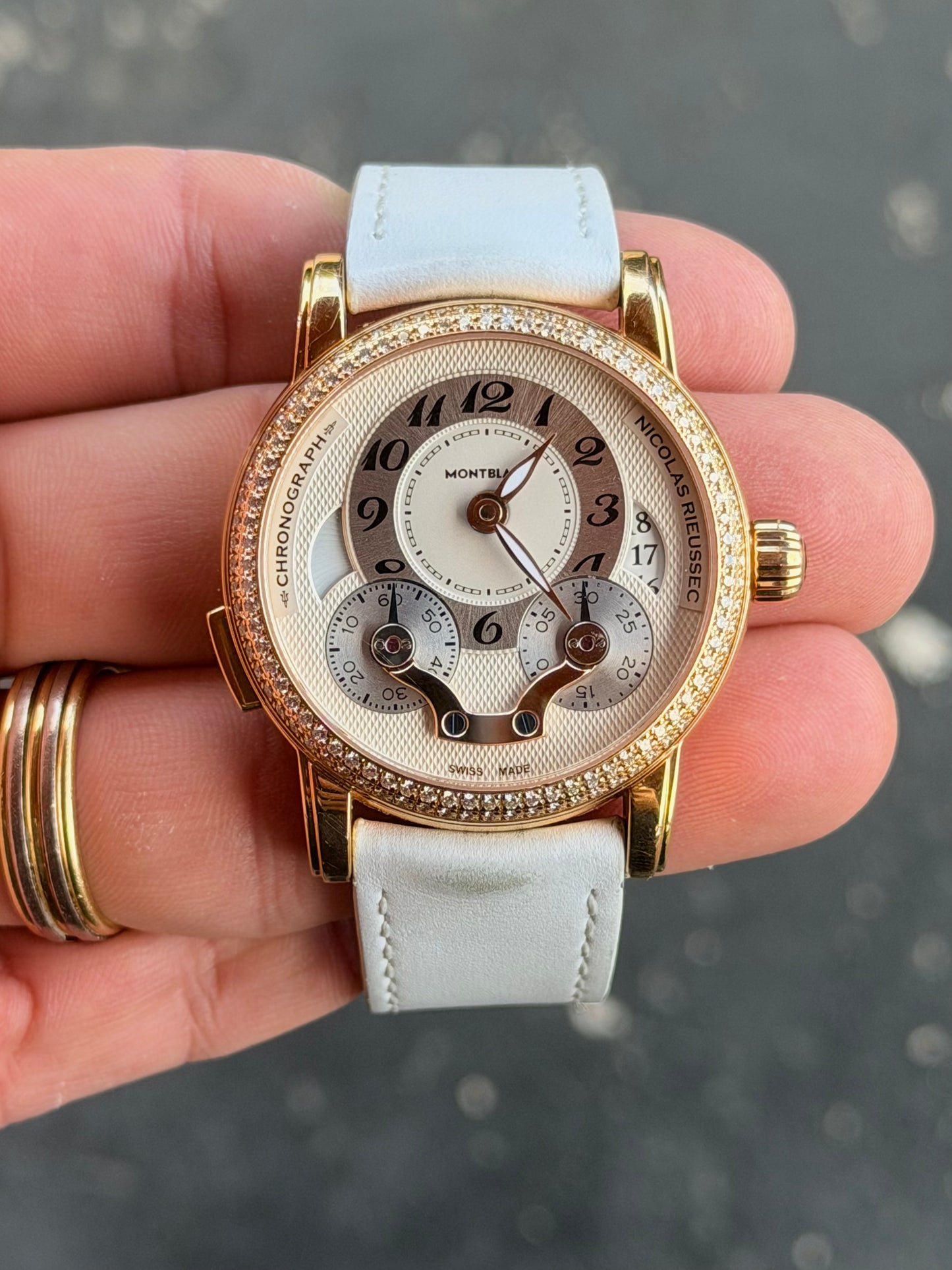 Montblanc Nicolas Rieussec Chronograph | 18k Rose Gold | Diamond Bezel