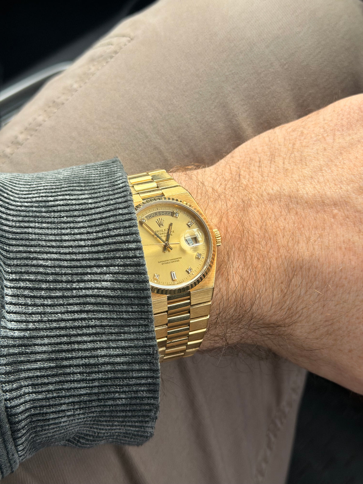 1976 Rolex Day-Date Oysterquartz 19018 | 18K Yellow Gold | Champagne Diamond Dial