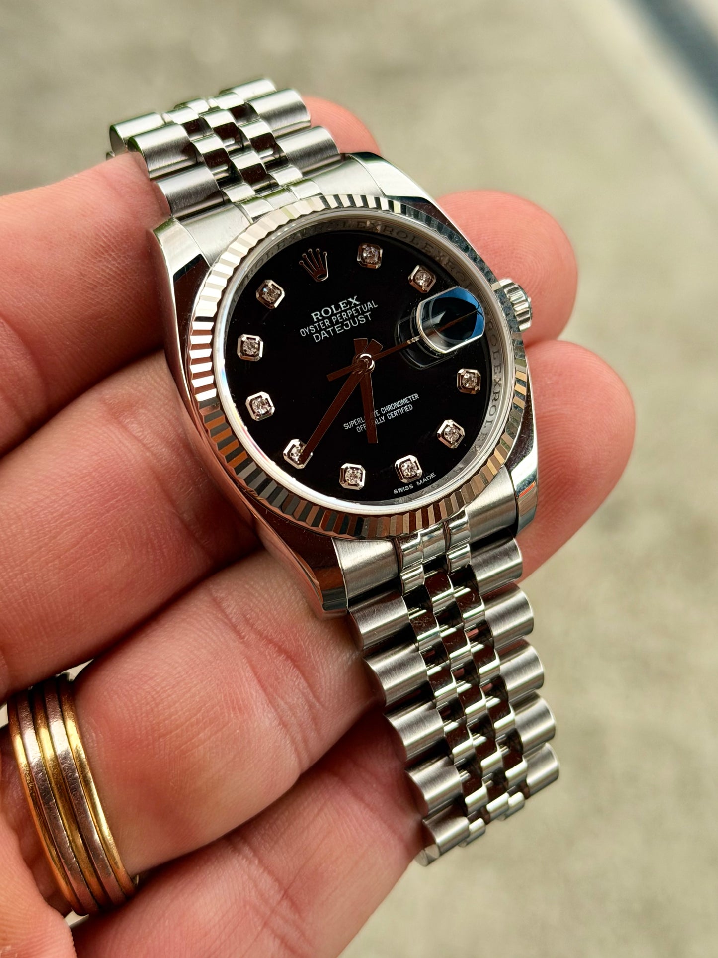 2012 Rolex Datejust 36 | 116234 | Factory diamond + Hidden Clasp | Full Set