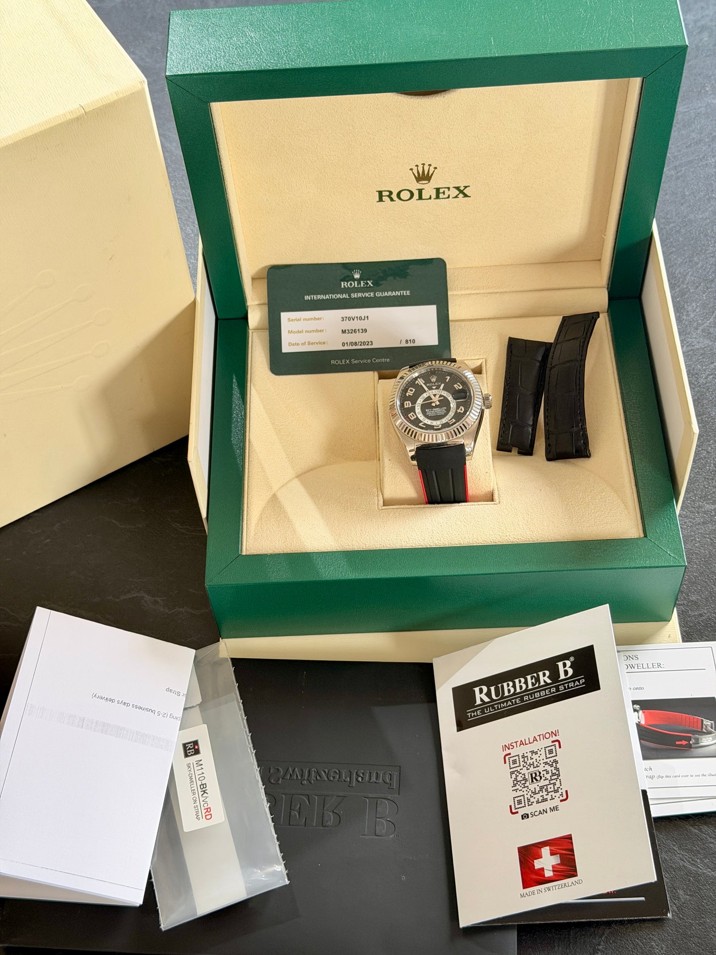 2014 Rolex Sky-dweller - 18k Gold -326139 - 2023 RSC - Rubber B Strap