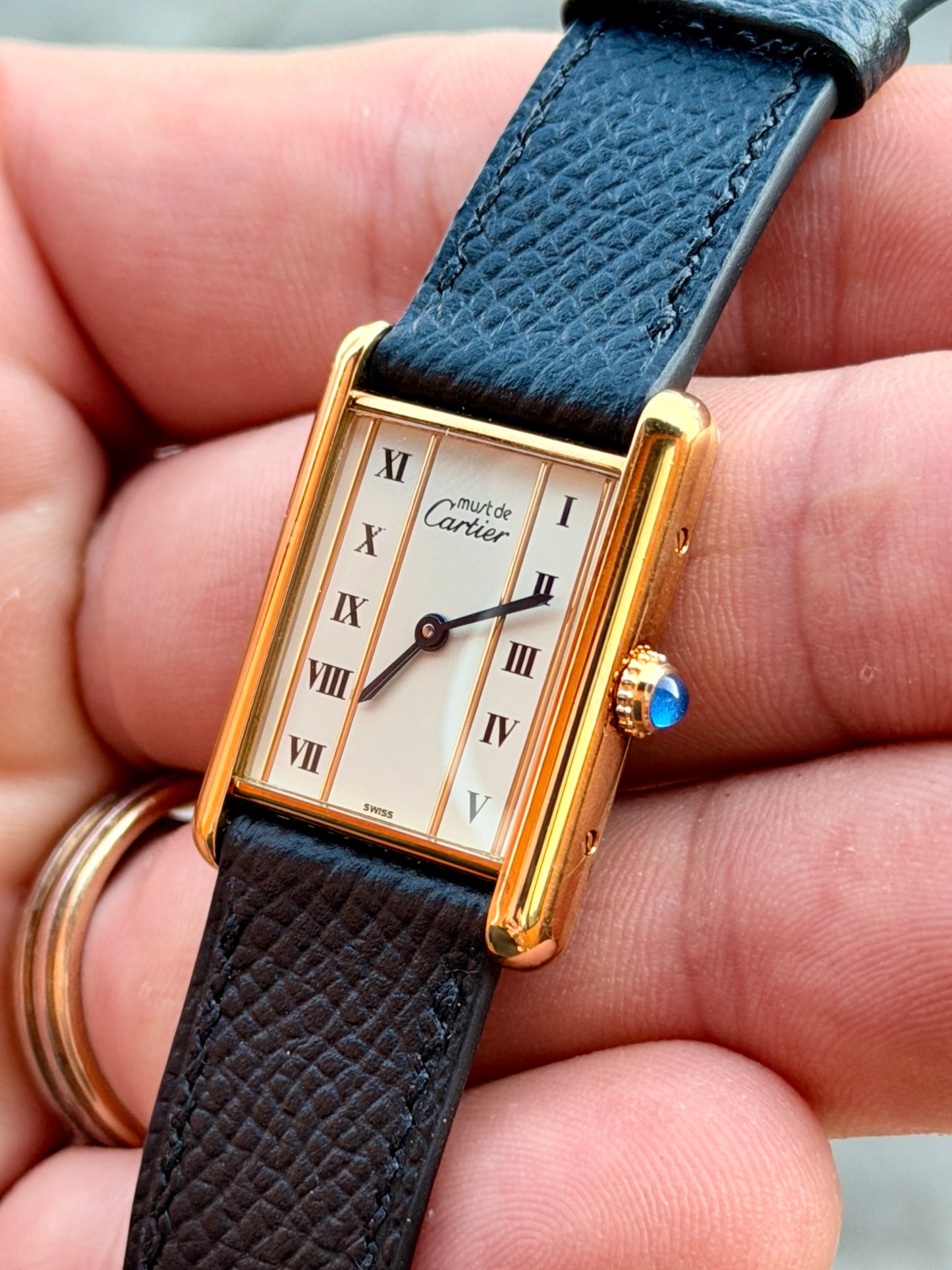 Circa 1990 Cartier Tank Vermeil Quartz - Large - Column Dial
