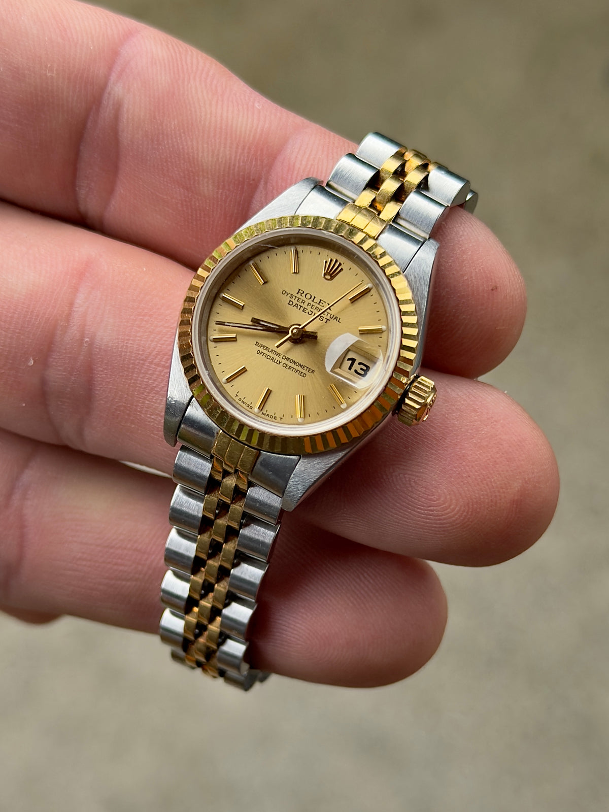 1990 Rolex Datejust 26 | 69173 | Champagne Dial | Two-Tone | Rolex Service Papers