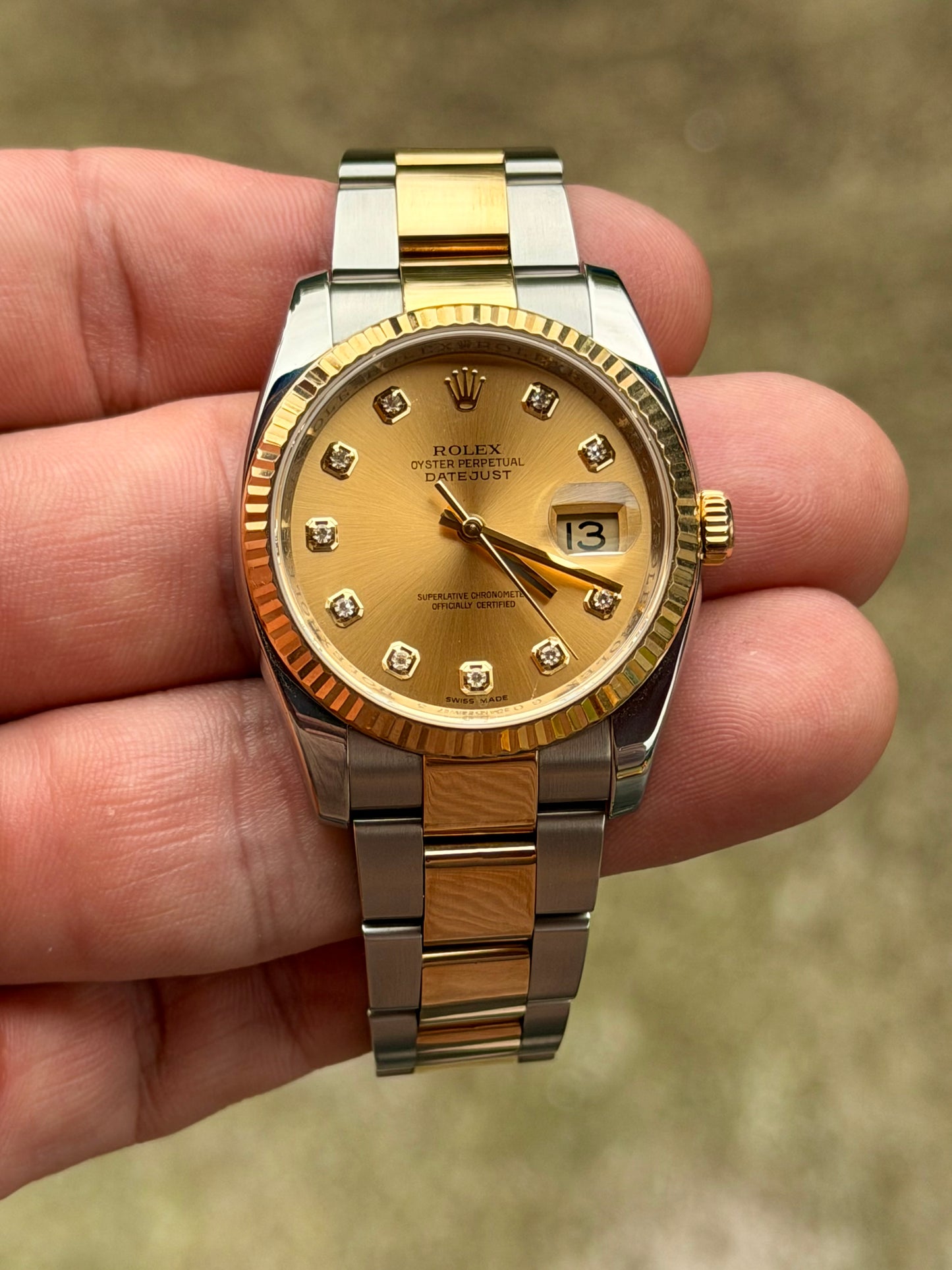 Rolex Datejust 36 | 116233 | Champagne Diamond | Oyster Bracelet