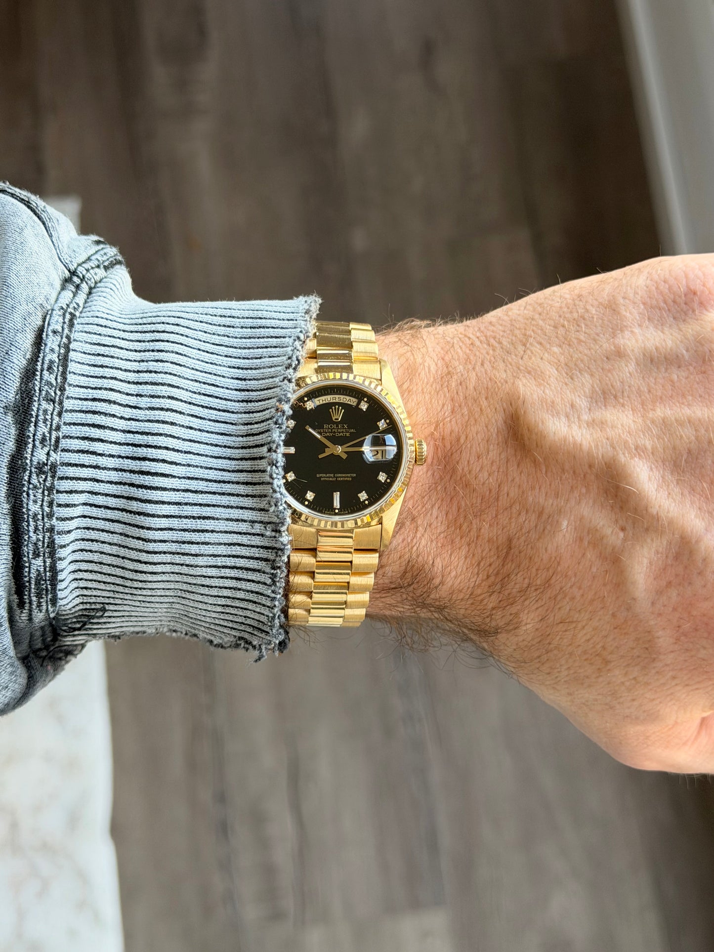 1996 Rolex Day-Date 36 | 18238 | Black Diamond Dial | Double Quickset