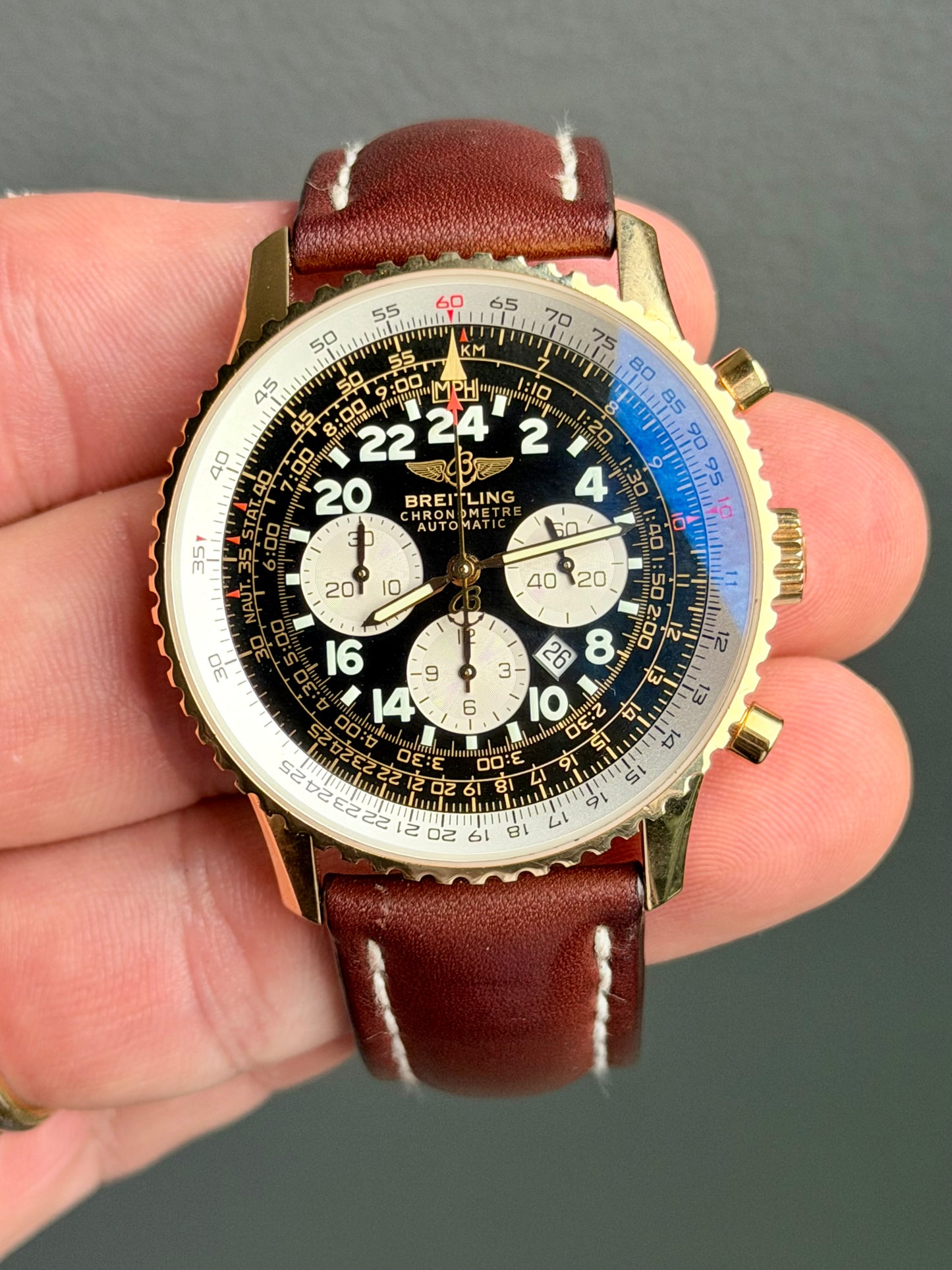 Circa 2007 Breitling Navitimer Cosmonaute | K22322 | 18k Gold | Fresh Service