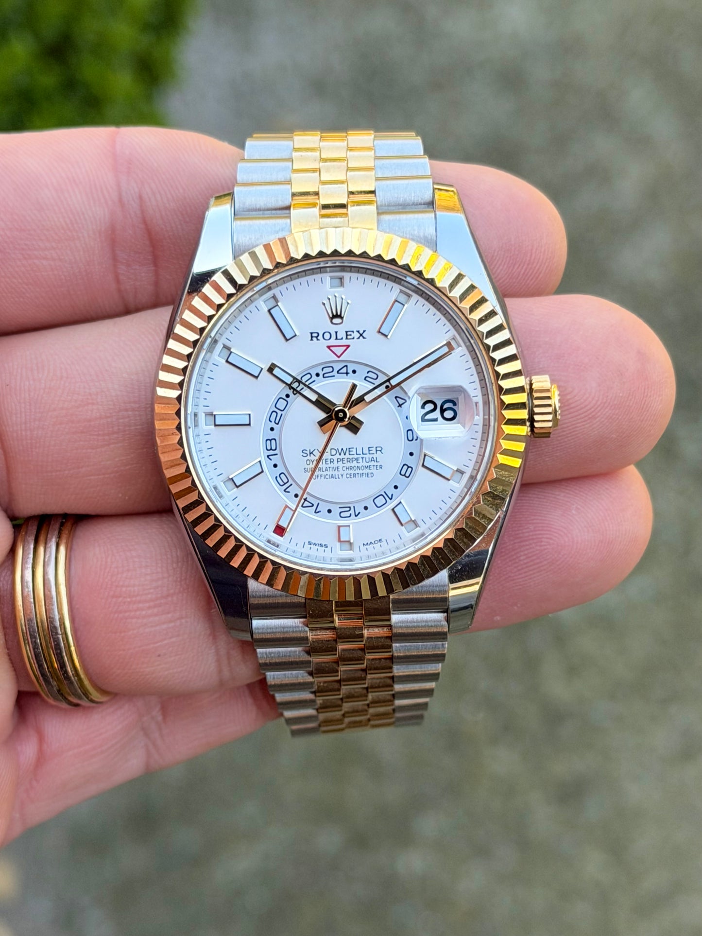 2022 Rolex Sky-Dweller | Two-Tone | White Dial | Jubilee | Full Set | Protective Stickers