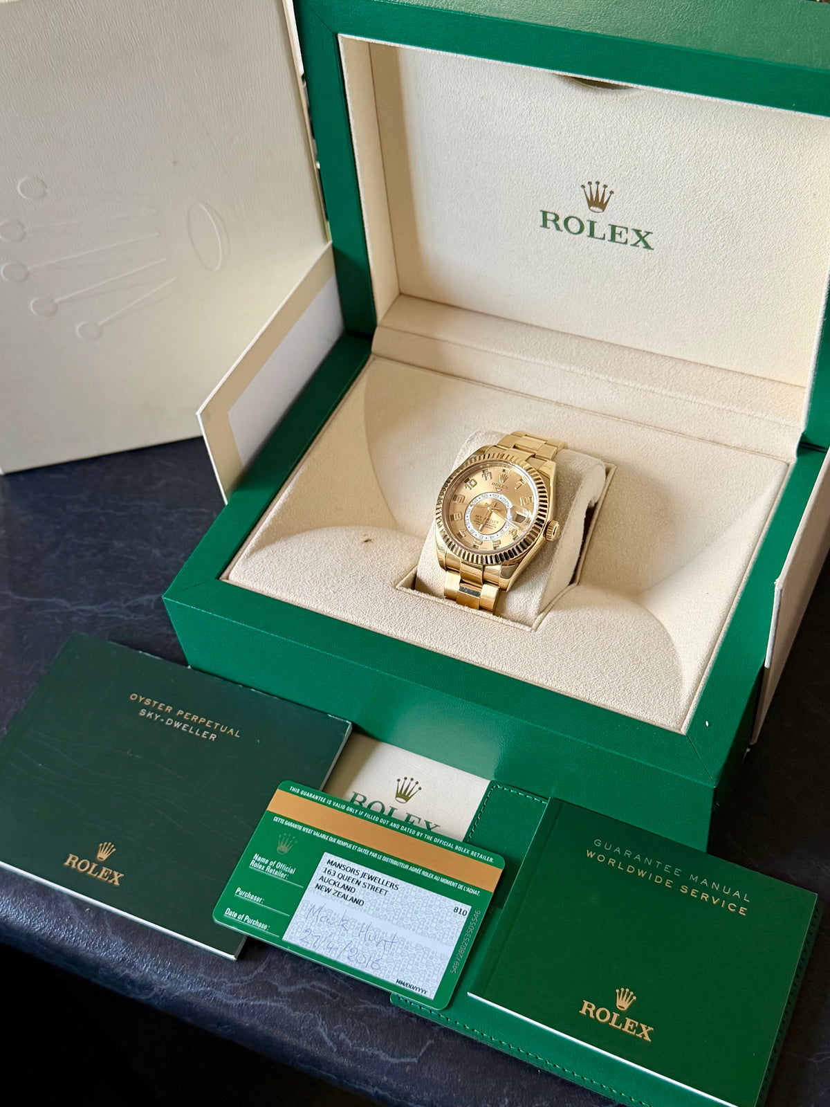2016 Rolex Sky-Dweller | 326938 | 18K Yellow Gold | Full Set