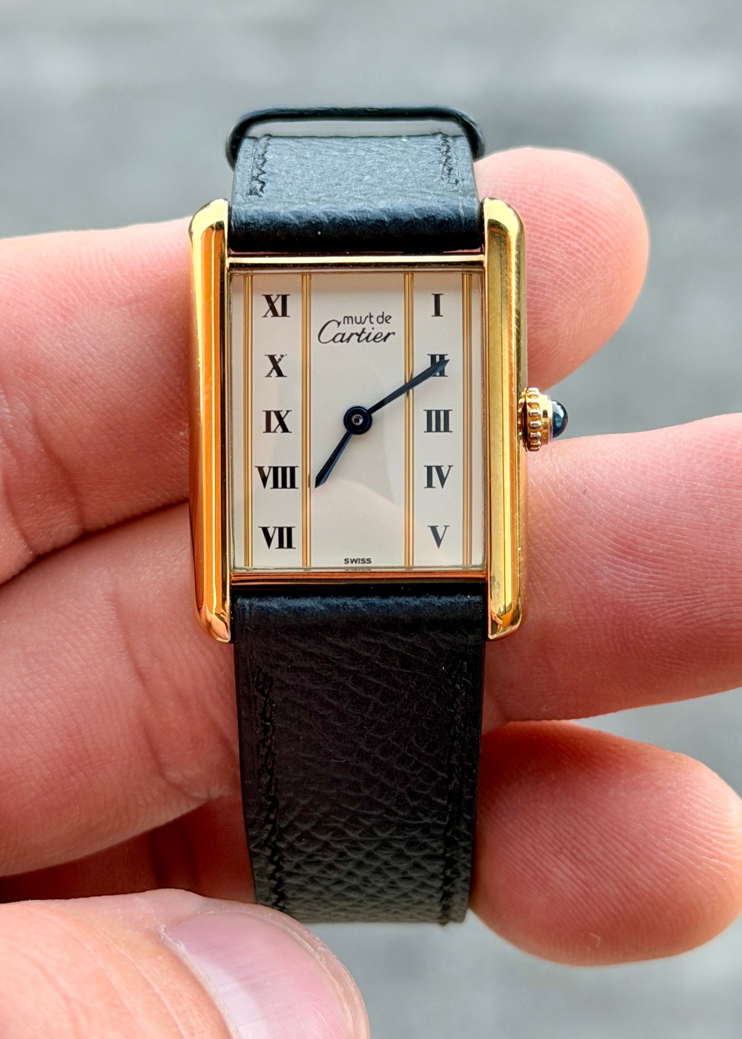 Circa 1990 Cartier Tank Vermeil Quartz - Large - Column Dial