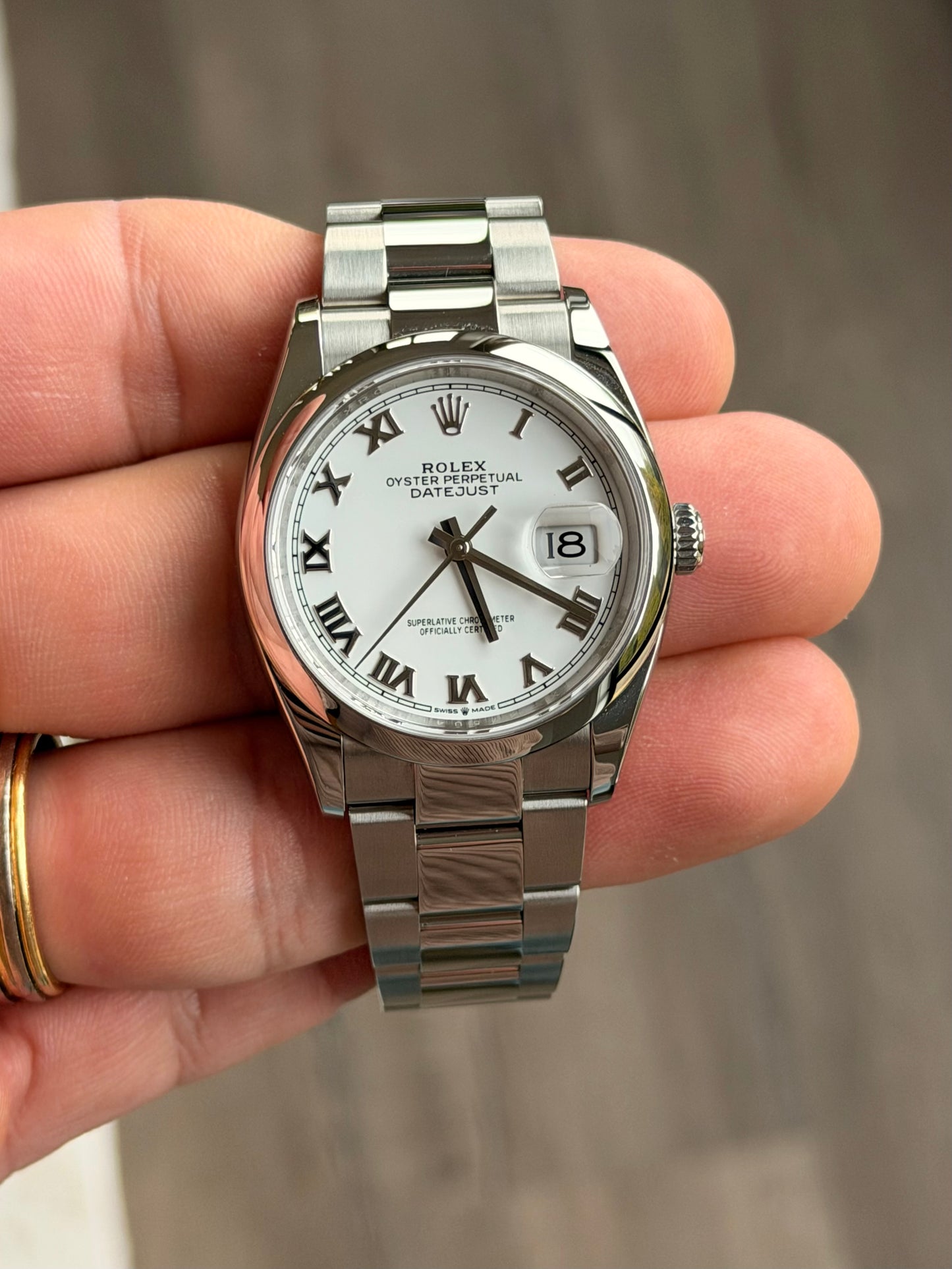 2024 Rolex Datejust 36 | White Roman Dial | Smooth Bezel | Oyster Bracelet