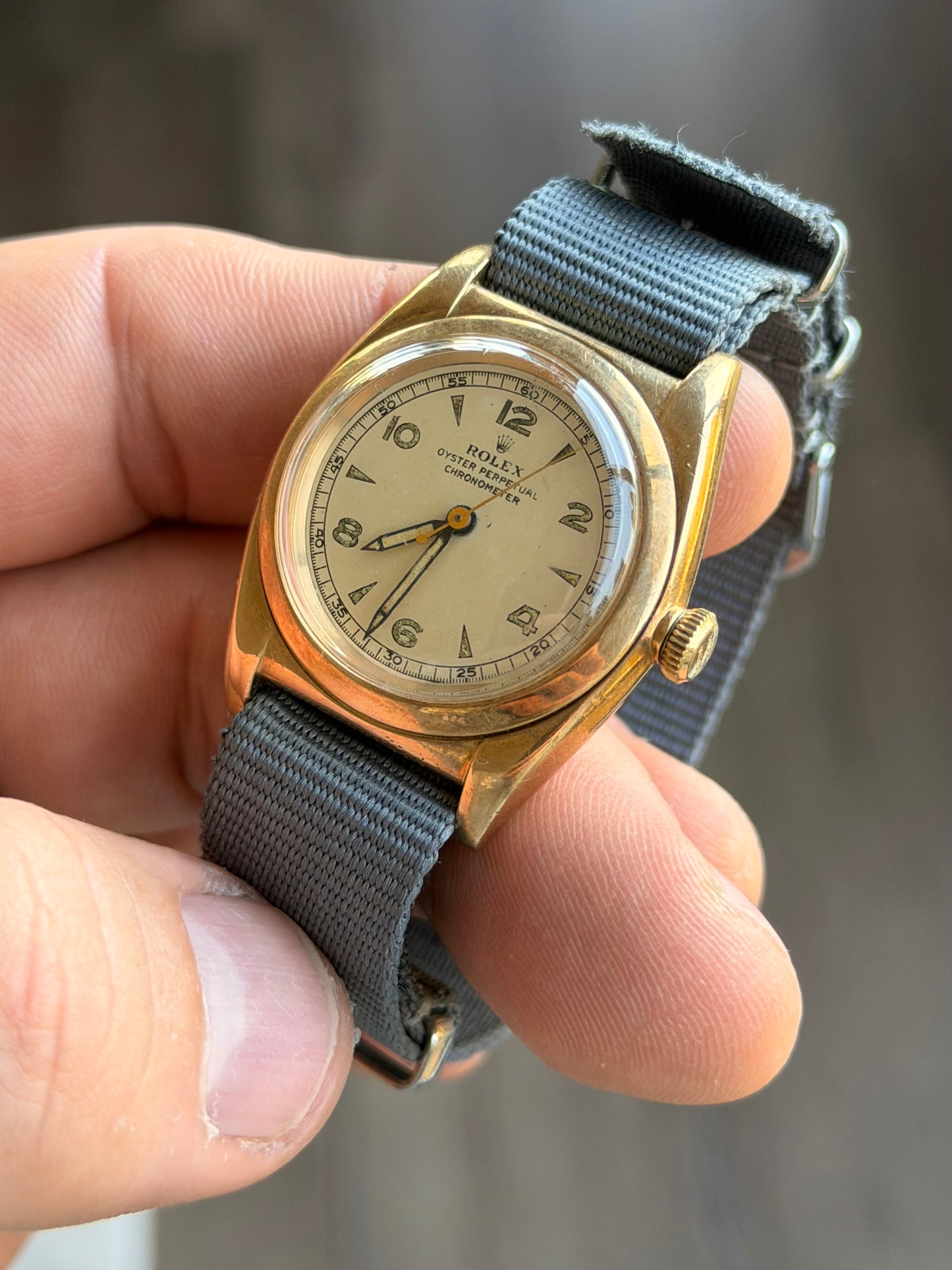 Rolex “Bubbleback” 3131 Arabic Dagger Dial | 14K Gold