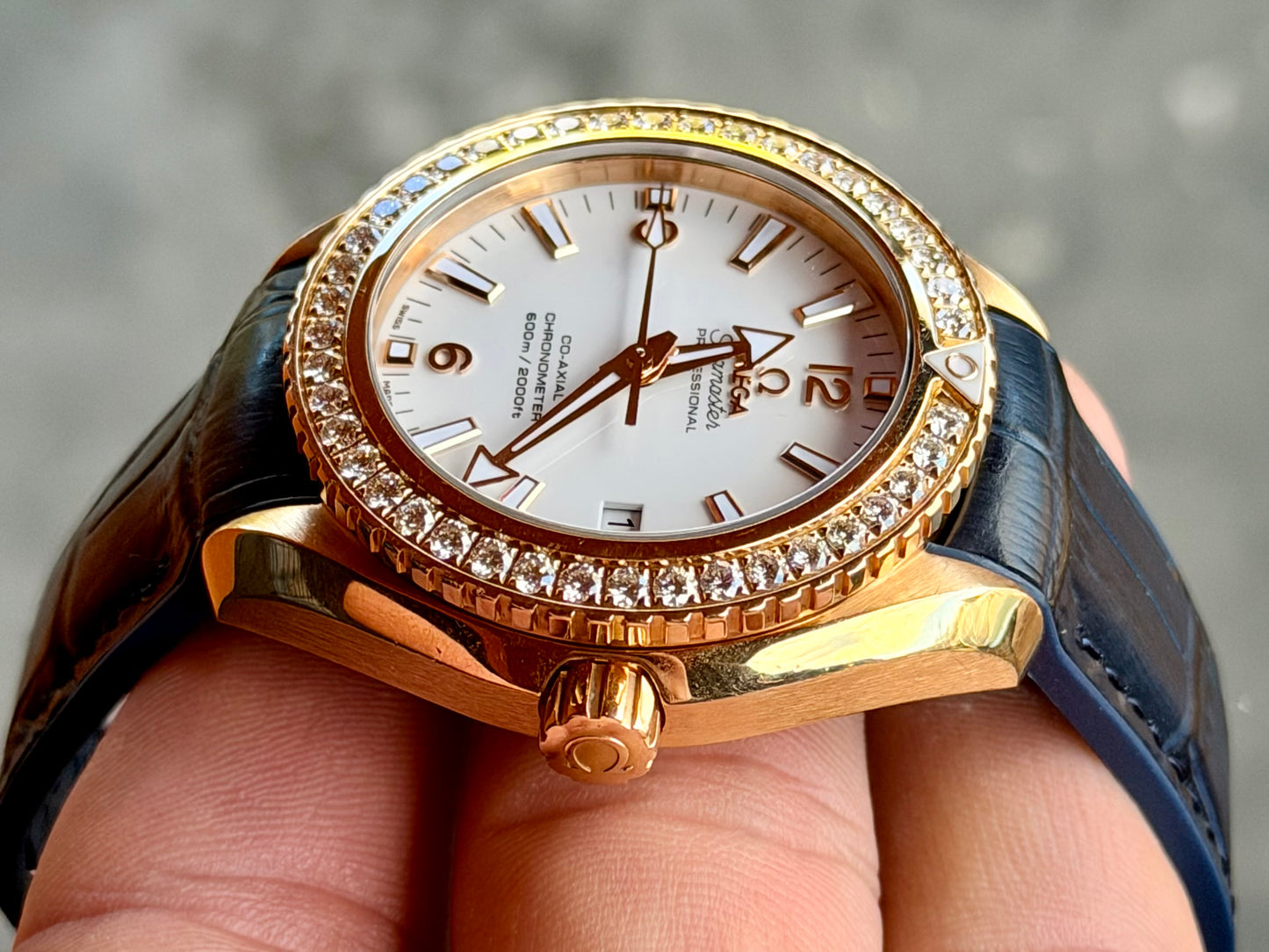 Omega Planet Ocean 42mm 18k Rose Gold | Factory 1.97ct Diamond Bezel | 232.58.42.21.04.001