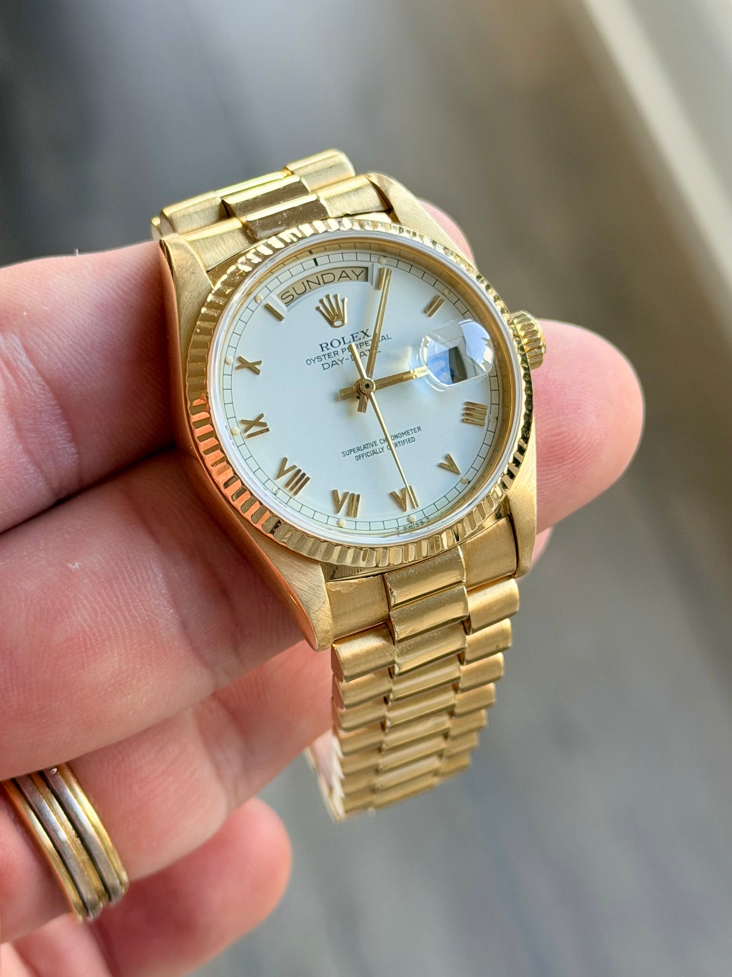 1987 Rolex Day-Date 36 | 18038 | White Roman Dial | Full Set