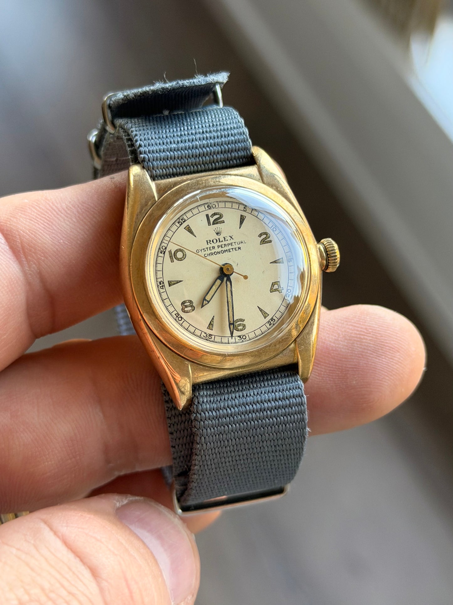 Rolex “Bubbleback” 3131 Arabic Dagger Dial | 14K Gold