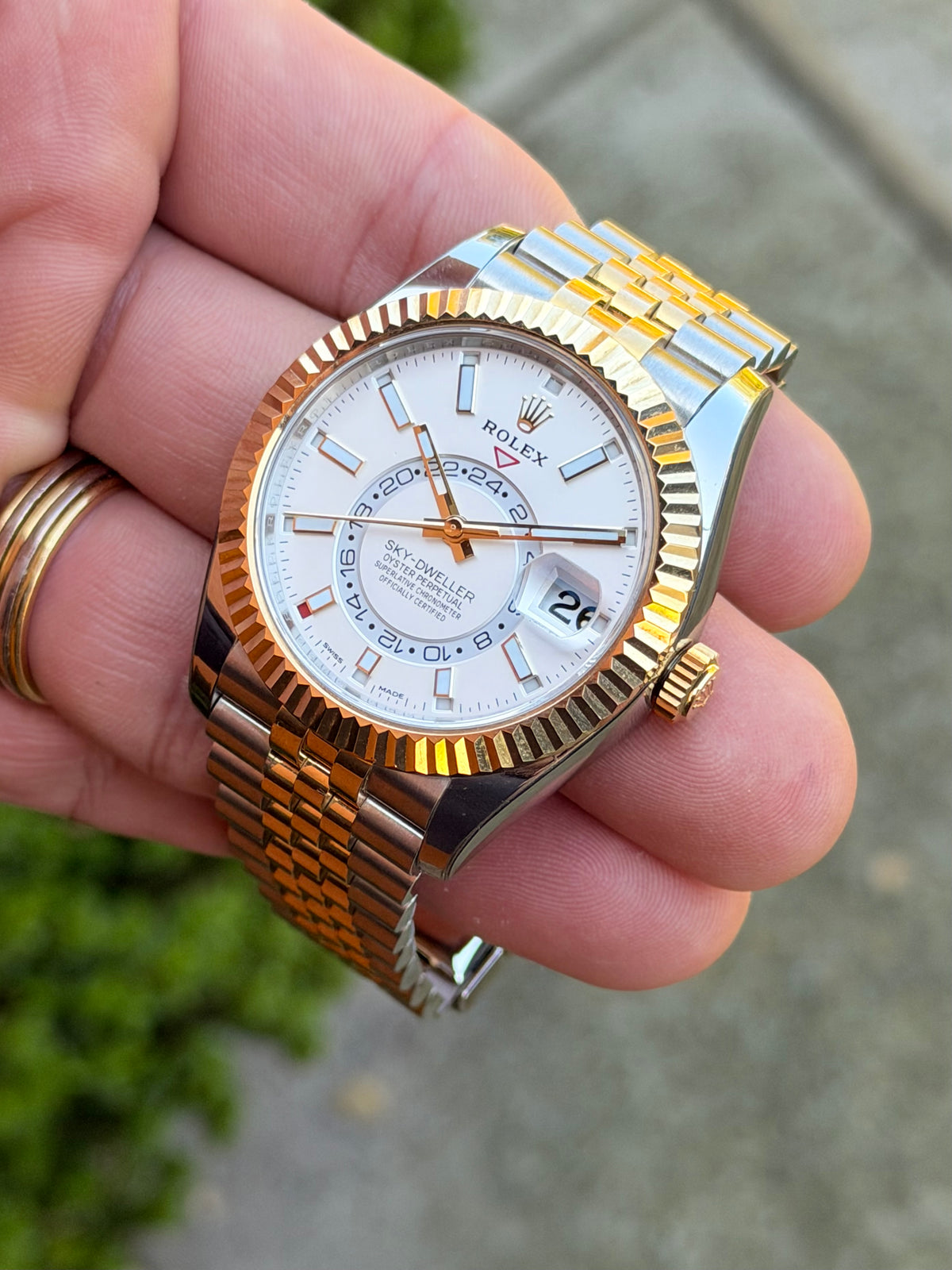 2022 Rolex Sky-Dweller | Two-Tone | White Dial | Jubilee | Full Set | Protective Stickers