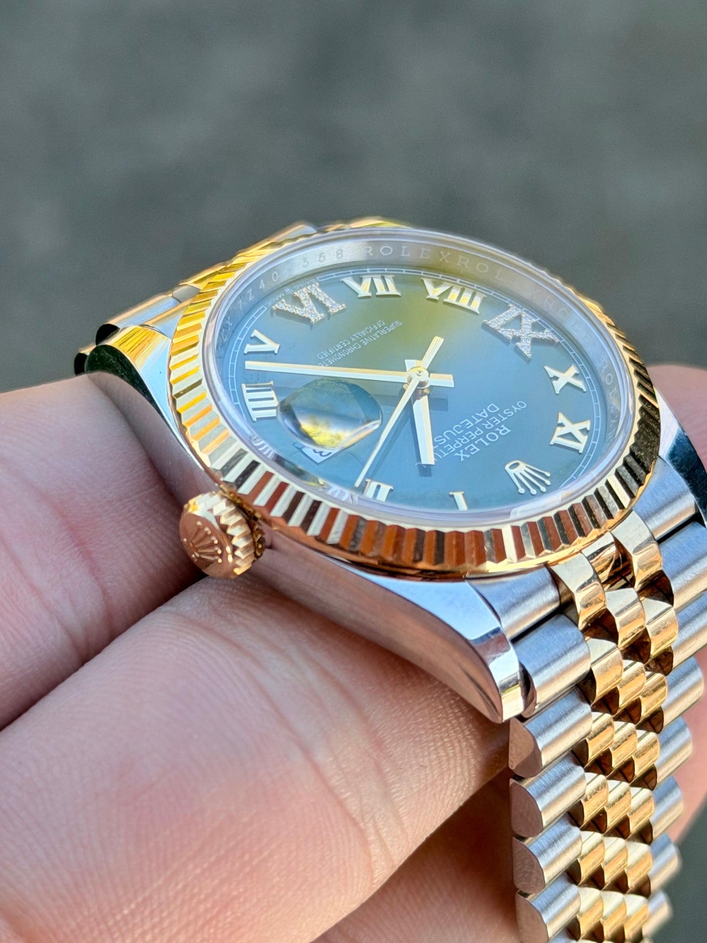 Rolex Datejust 36 | 126233 | Olive Roman Diamond Dial
