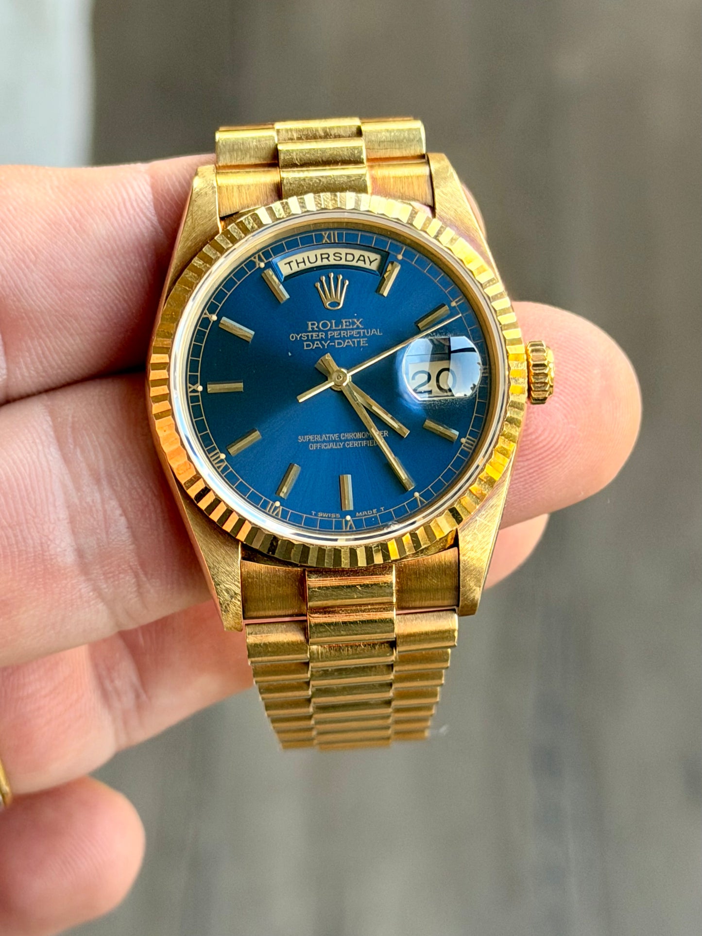 1995 Rolex Day-Date 36 | 18238 | Blue Stick Dial | W-Serial | French Delivery